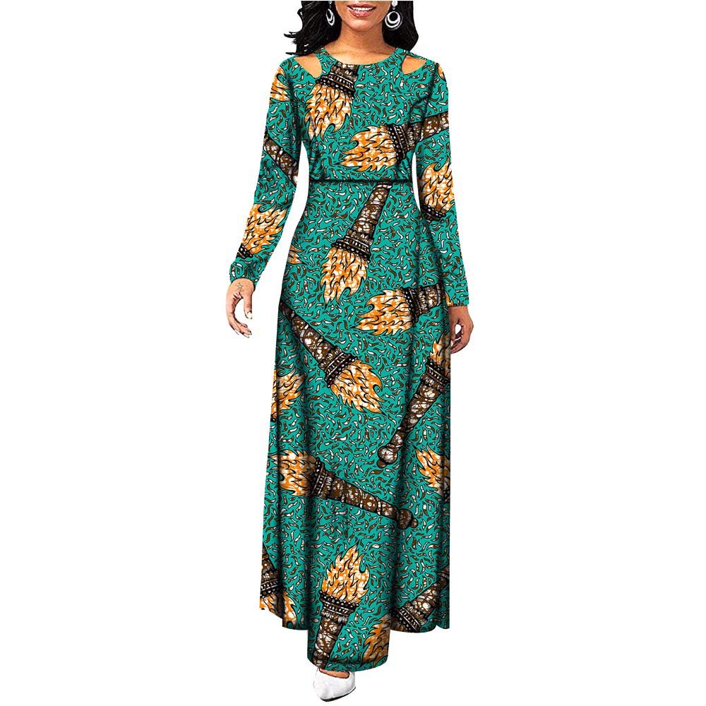 African Wax Print Long Dresses for Women - Ankara Dashiki Maxi Dress with Floral Patterns | Casual & Party Wear for Summer, Weddings & Cultural Events
