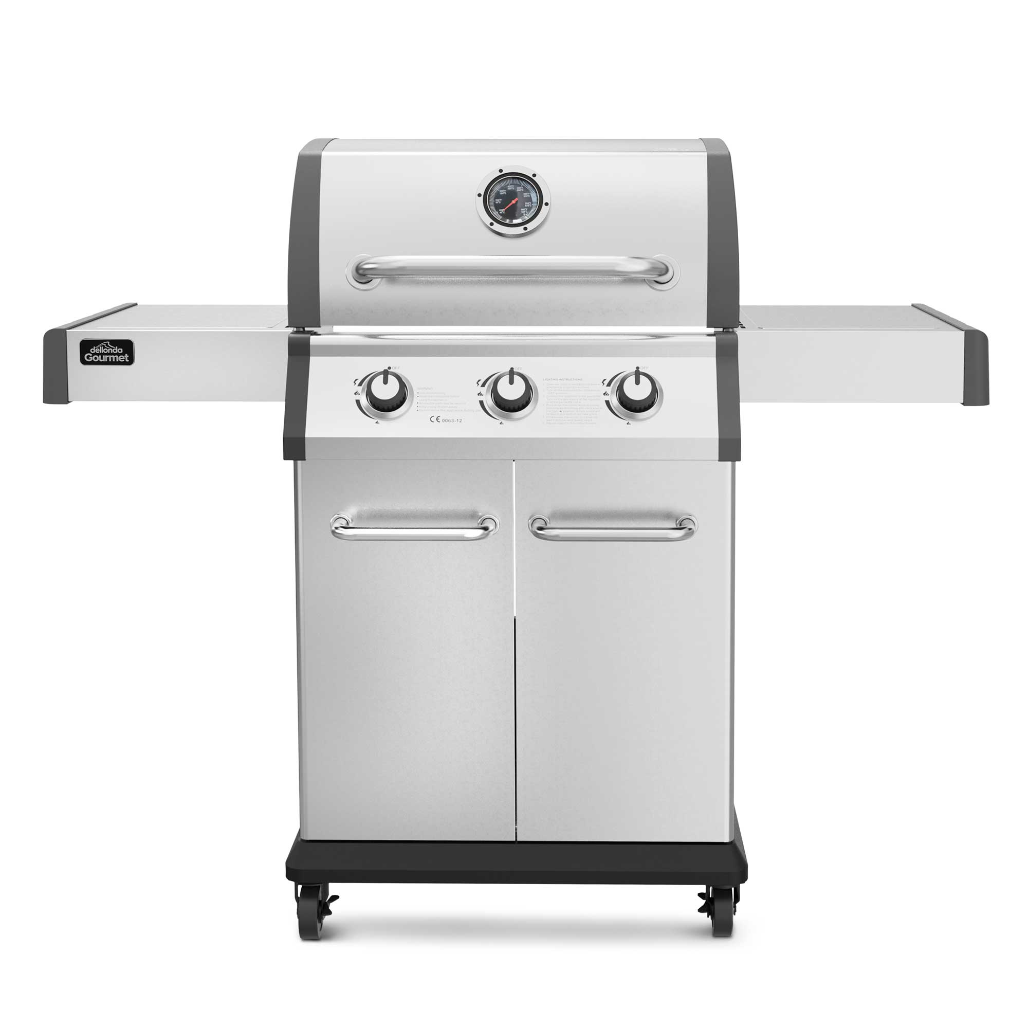 3 Burner Deluxe Gas BBQ Grill with Piezo Ignition - Stainless Steel Outdoor Cooking Grill DG16 | Perfect for Backyard Barbecues, Camping & Tailgating Parties