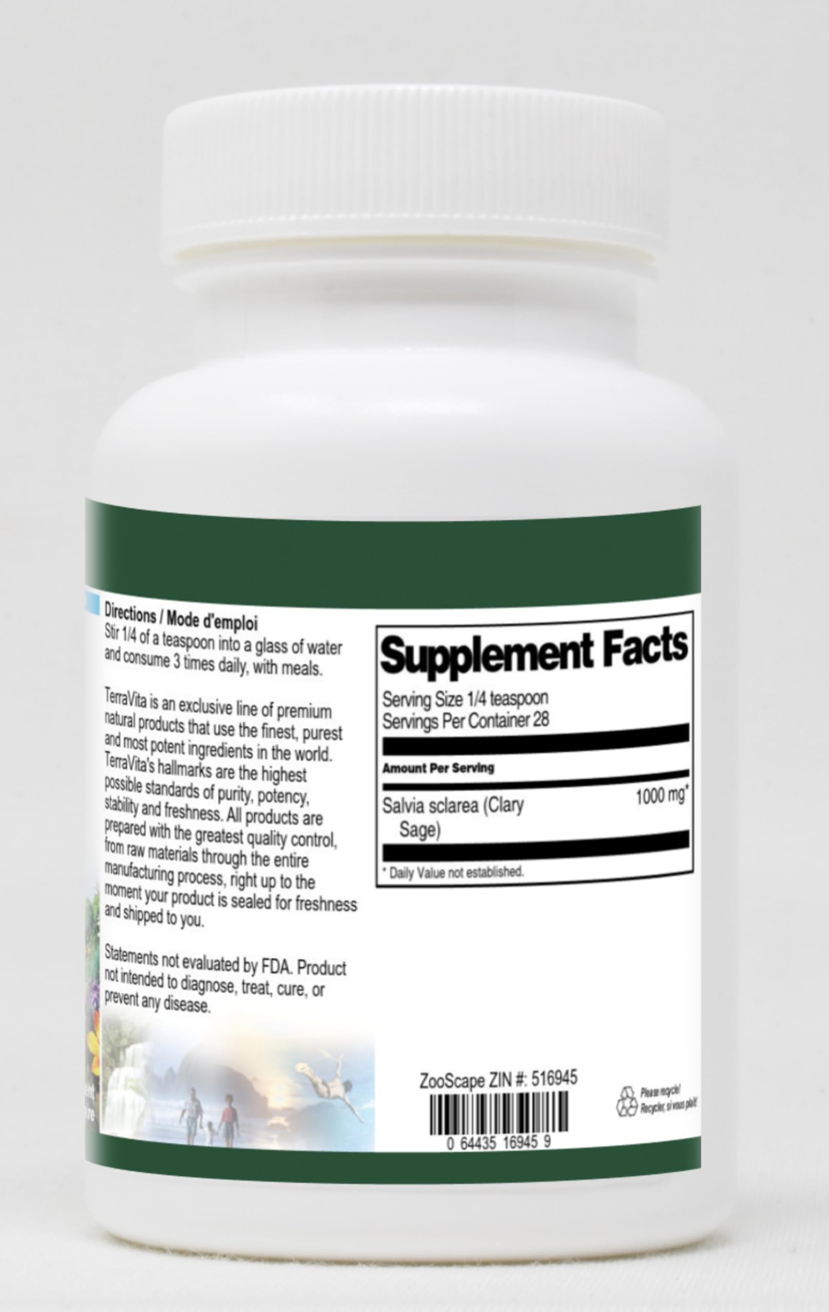 Organic Clary Sage Powder (Salvia sclarea) - 1 oz | Premium Herbal Supplement for Aromatherapy, Skincare & Relaxation | ZIN: 516945