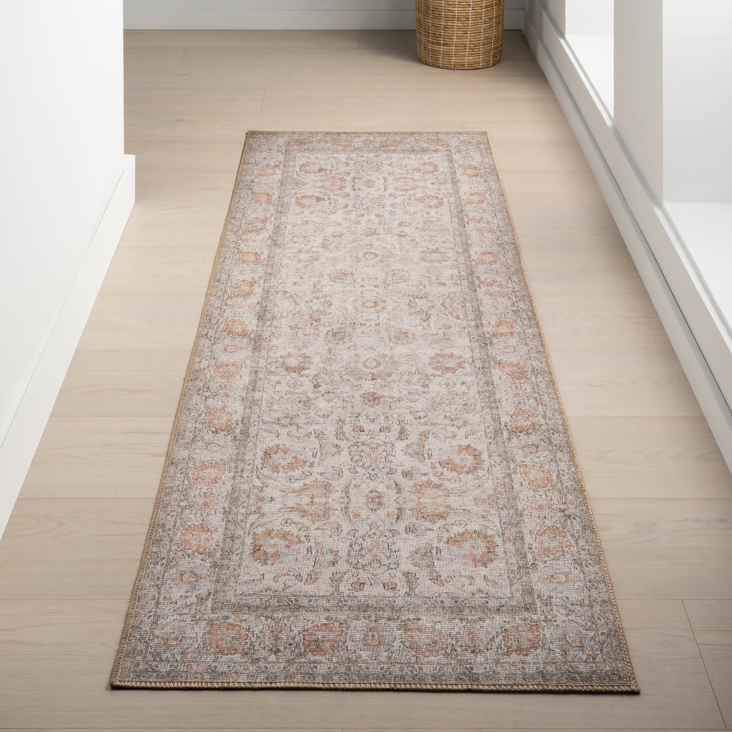Clinton Antiqued Jute Blend Rug - Light Brown Natural Fiber Area Rug for Living Room, Bedroom & Boho Decor