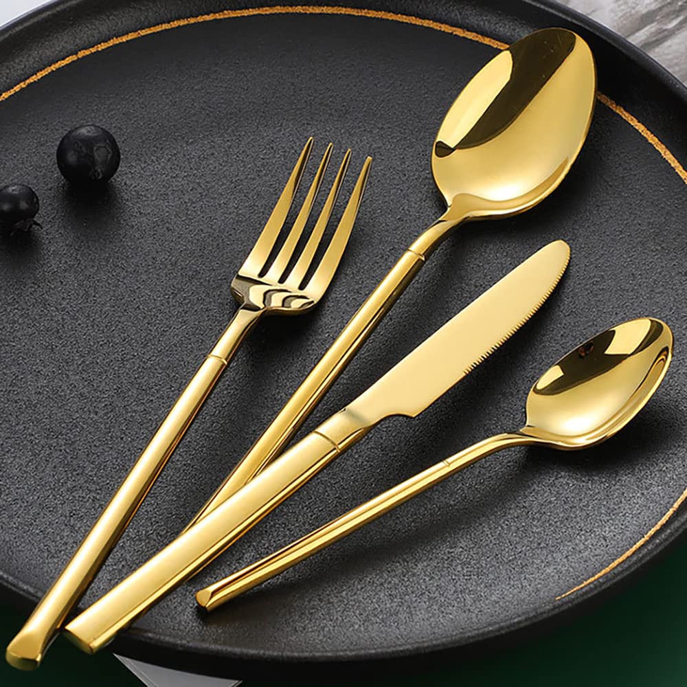 30-Piece Gold Silverware Set - 18/10 Stainless Steel Flatware Cutlery Set for 6 People with Forks, Spoons & Knives | Elegant Kitchen & Dining Utensils for Home, Restaurant & Party | Dishwasher Safe & Durable Tableware for Everyday Use & Special Occasions