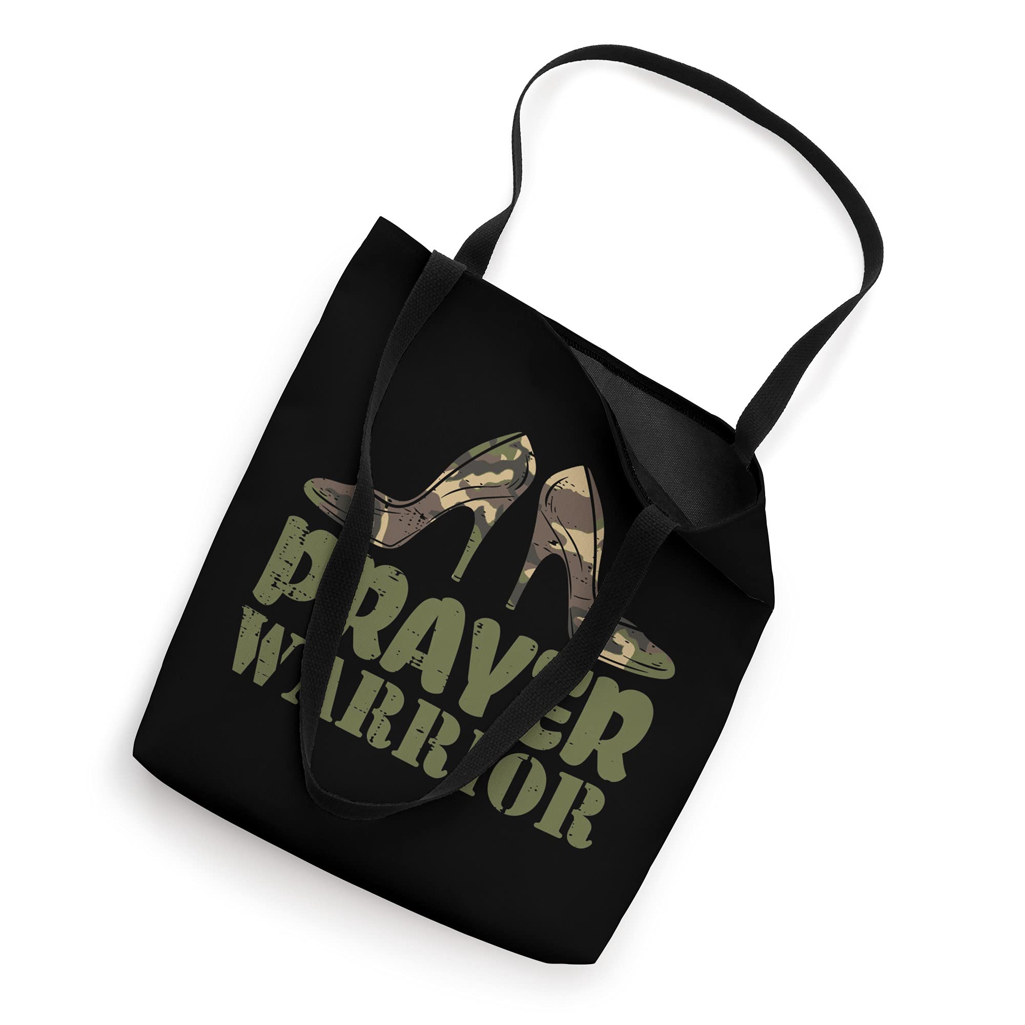 Christian Camo Heels Prayer Warrior Tote Bag for Women - Faith & Jesus Inspired Design - Perfect for Church, Bible Study & Daily Devotion