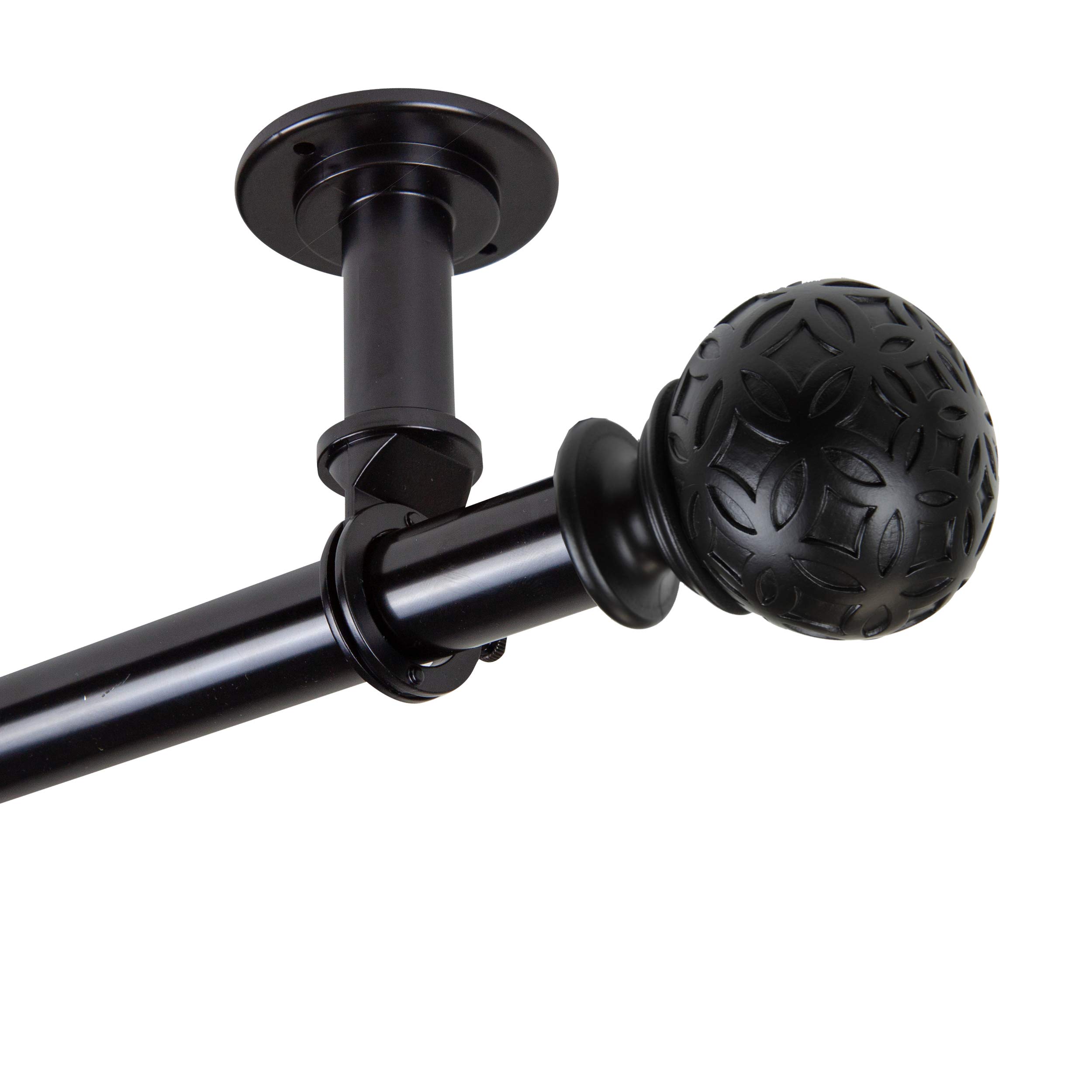 Rod Desyne Odelia 1-Inch Black Ceiling Curtain Rod - Adjustable 120 to 170 Inches - Perfect for Room Dividers, Drapes & Home Theater Setup