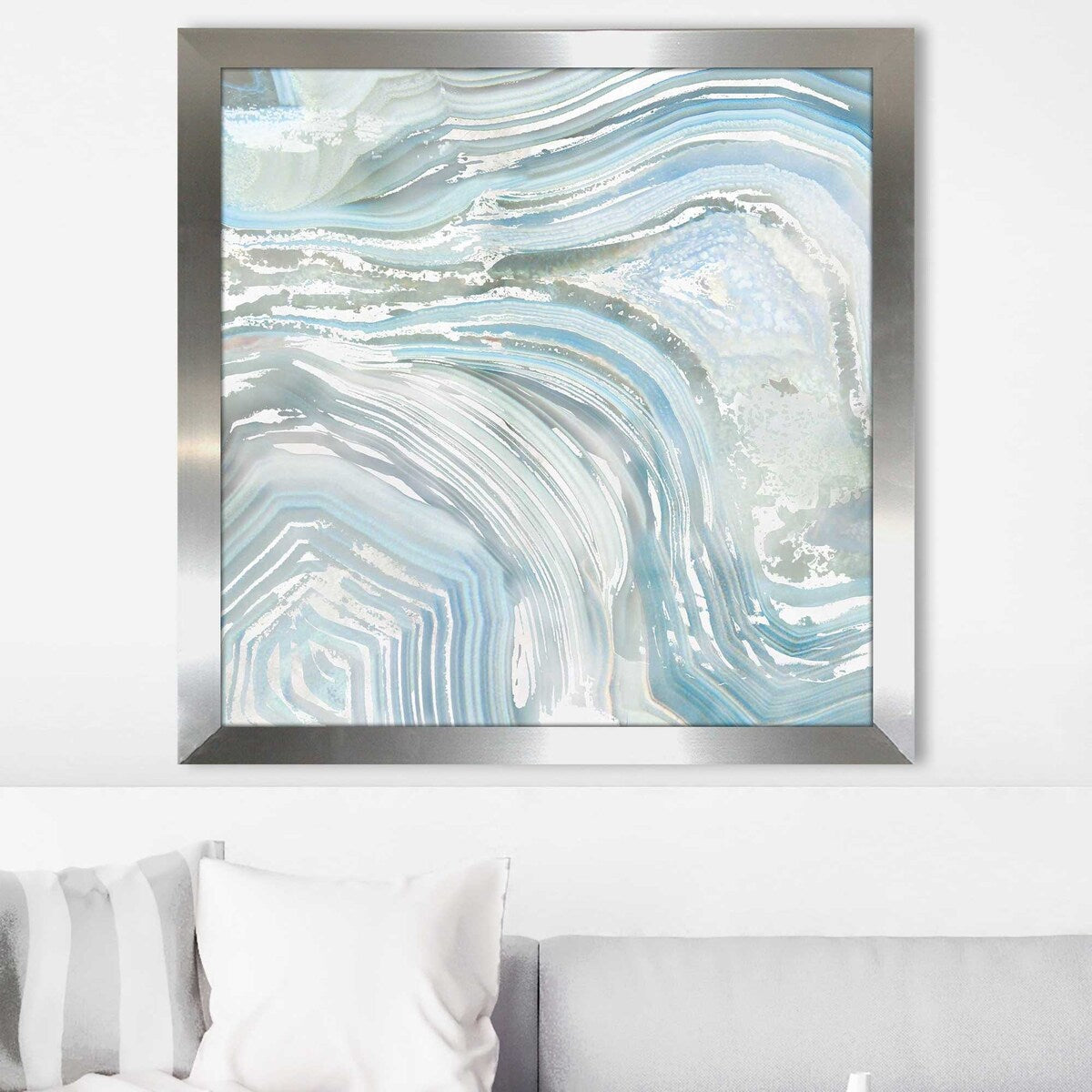 Blue Agate II Square Print on Acrylic - Modern Wall Art for Living Room, Bedroom & Office Decor
