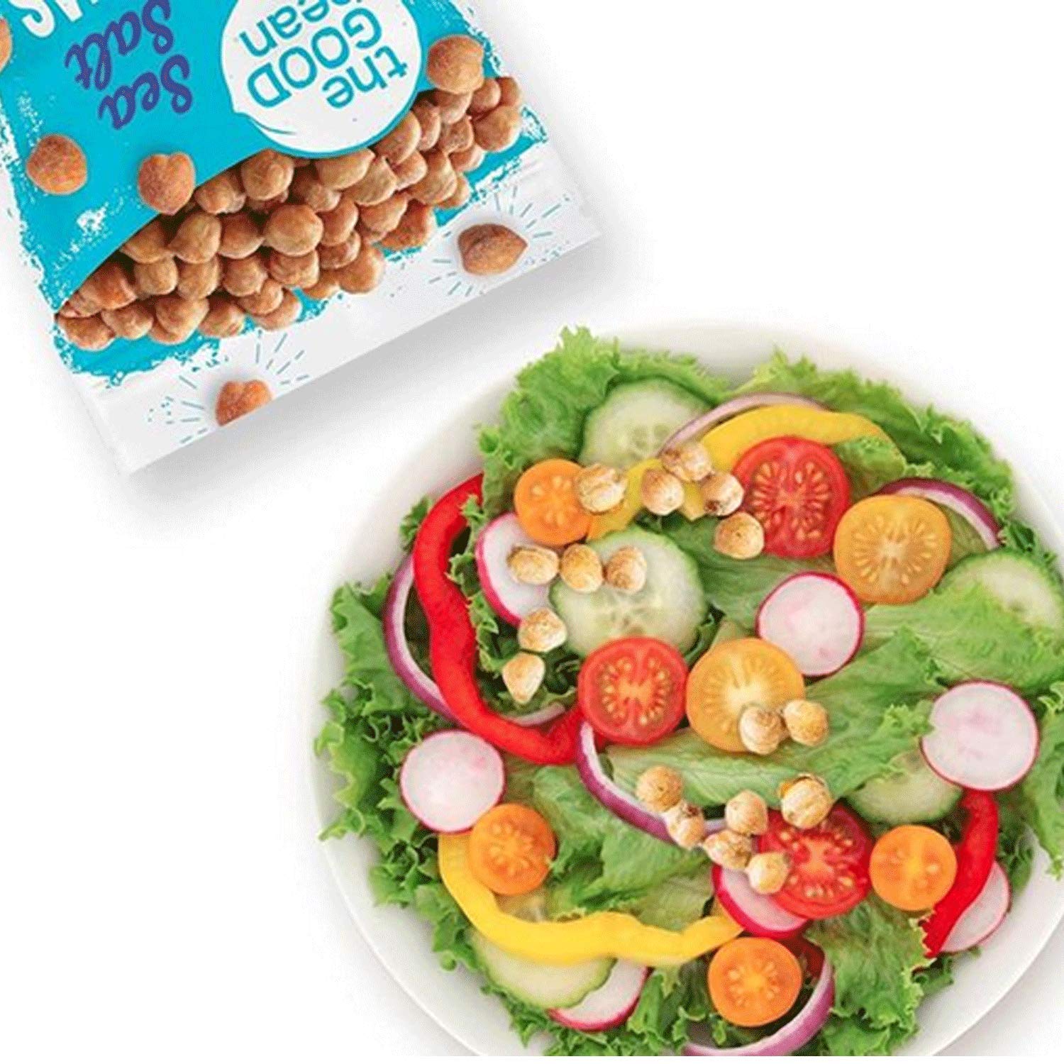 The Good Bean Crunchy Chickpeas - Sea Salt Flavor, 6 oz Resealable Bag | Roasted Chickpea Snacks | Vegan, Gluten-Free, High Protein & Fiber | Perfect for On-the-Go Snacking, Lunch Boxes & Healthy Office Treats