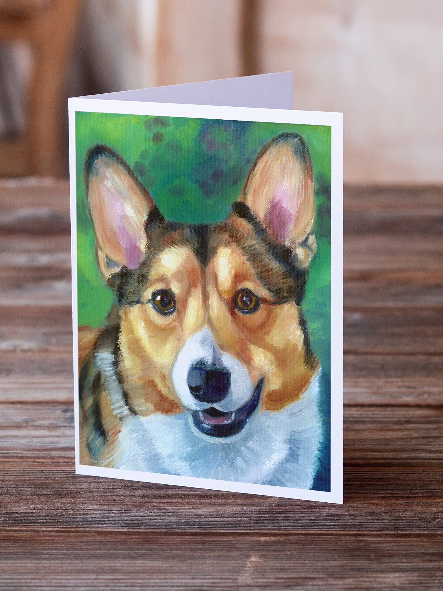 Caroline's Treasures 7303GCA7P Corgi Toby Blank Greeting Cards - Pack of 8 A7 Size (5x7) Note Cards with Envelopes | Whimsical Dog Design for Birthday, Thank You & Holiday Cards
