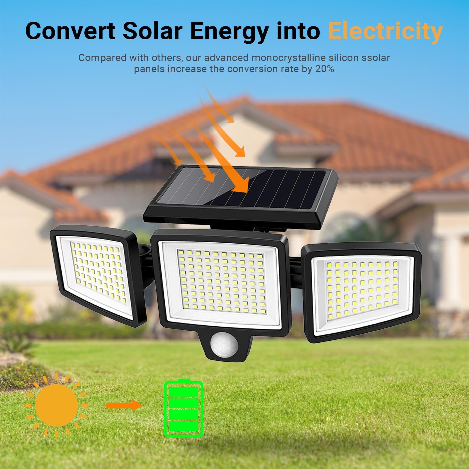 Xmart 2 Pack 4000LM Solar Outdoor Security Lights - 208 LED Motion Sensor Spotlights with Remote Control, 3 Adjustable Heads, IP65 Waterproof, 270° Wide Angle Flood Light for Yard, Wall, Garden, and Pathway Illumination (3 Lighting Modes) - Perfect for Home Security, Landscape Lighting, and Backyard Decoration