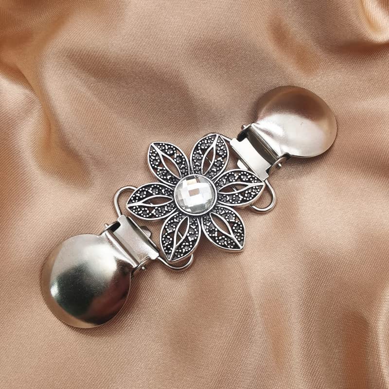 Vintage Sweater Shawl Clips - 4 Piece Set Retro Cardigan Collar Clips for Women & Girls - Dress Shirt Brooch Clips in 4 Stylish Designs - Perfect for Sweaters, Dresses & Blouses