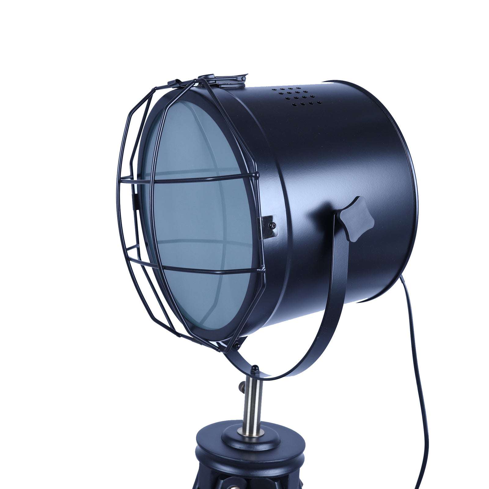 158cm Nautical Tripod Floor Lamp with Matte Black Head - Adjustable Spotlight for Living Room, Bedroom & Office Lighting | Modern Industrial Decor for Home & Workspace