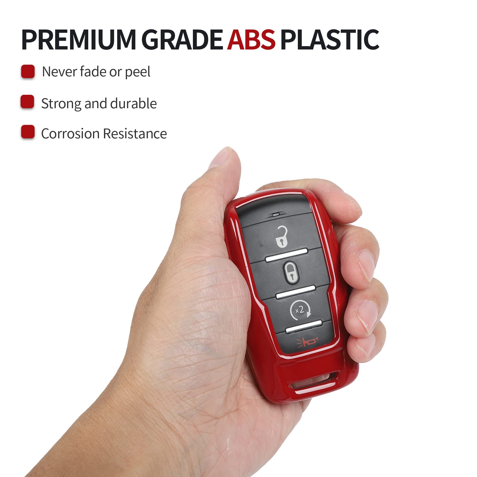 CheroCar RAM Key Fob Cover - Durable Shell Protector for Keyless Entry Remote (2018-2022 Dodge RAM) - Red | Perfect for Truck Owners & Off-Road Adventures