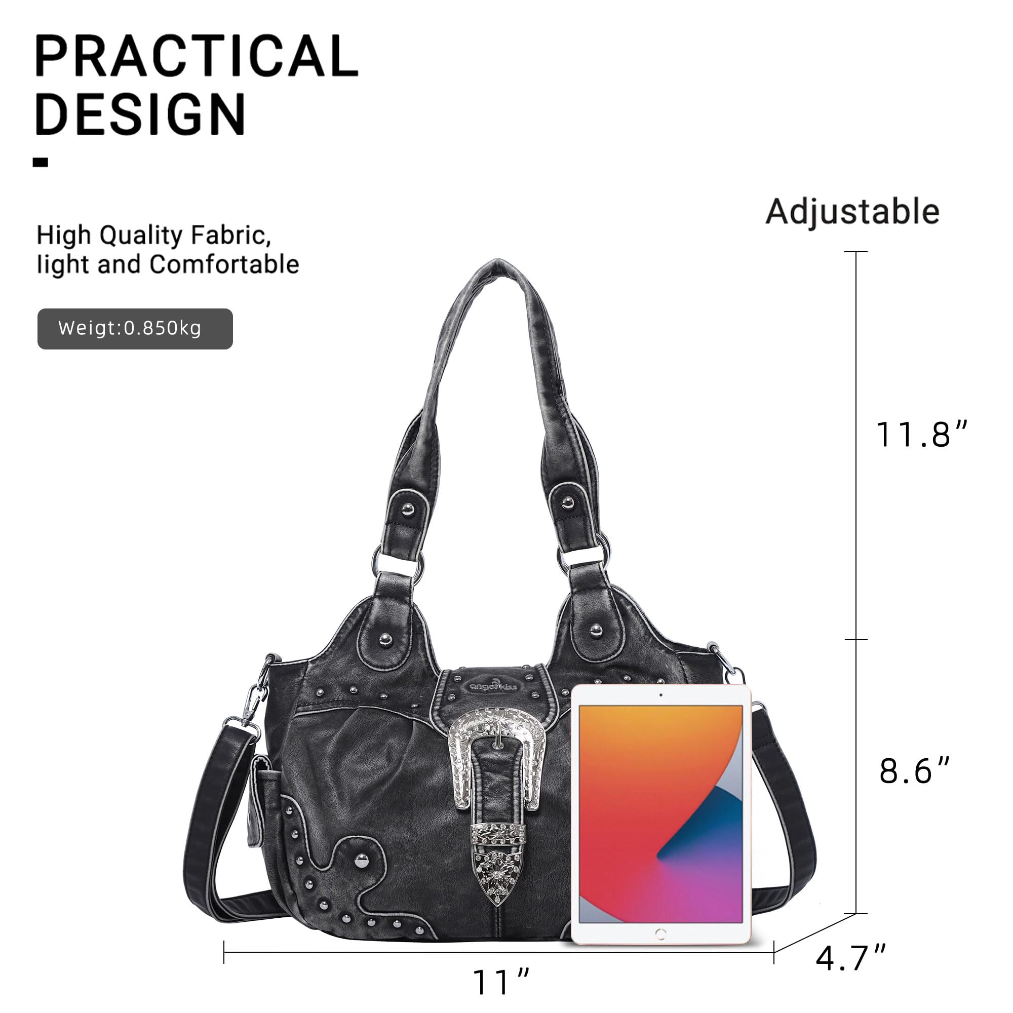 Angel Kiss Vegan Leather Hobo Bags for Women - Stylish Shoulder & Crossbody Handbags with Metal Studs | Perfect for Work, Travel & Everyday Use