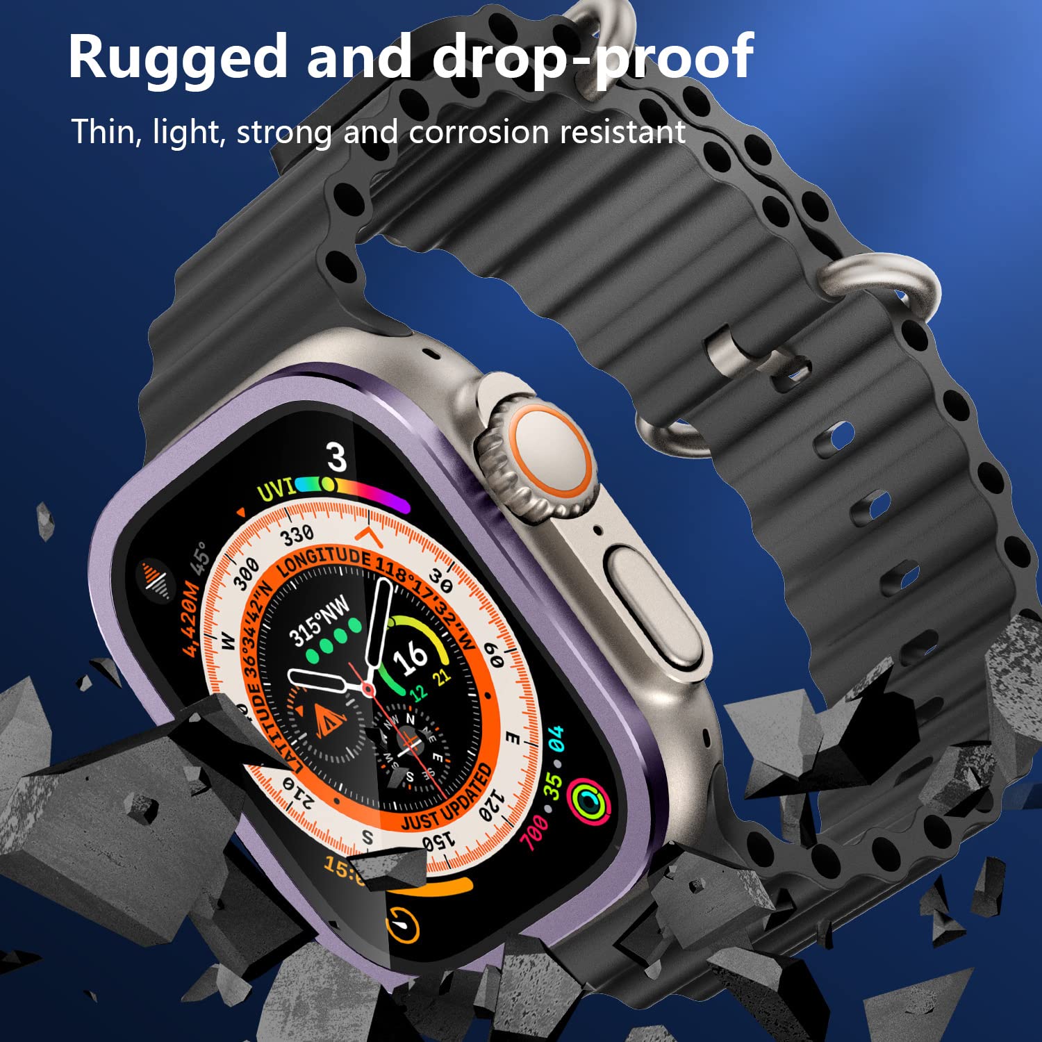 Apple Watch Ultra 49mm Screen Protector - 9H Tempered Glass with Metal Frame | Ultra Thin, Lightweight & Touch Sensitive | Perfect for Sports, Work & Outdoor Activities