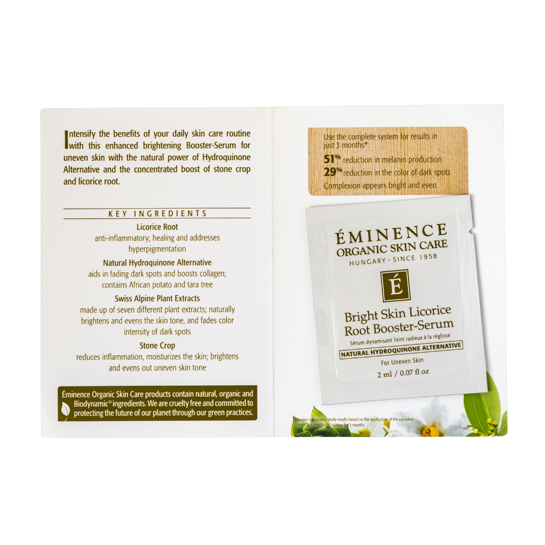 Eminence Organics Bright Skin Licorice Root Booster Serum - Dark Spot Corrector & Glow Treatment for Face - Perfect for Daily Skincare Routine & Nighttime Use