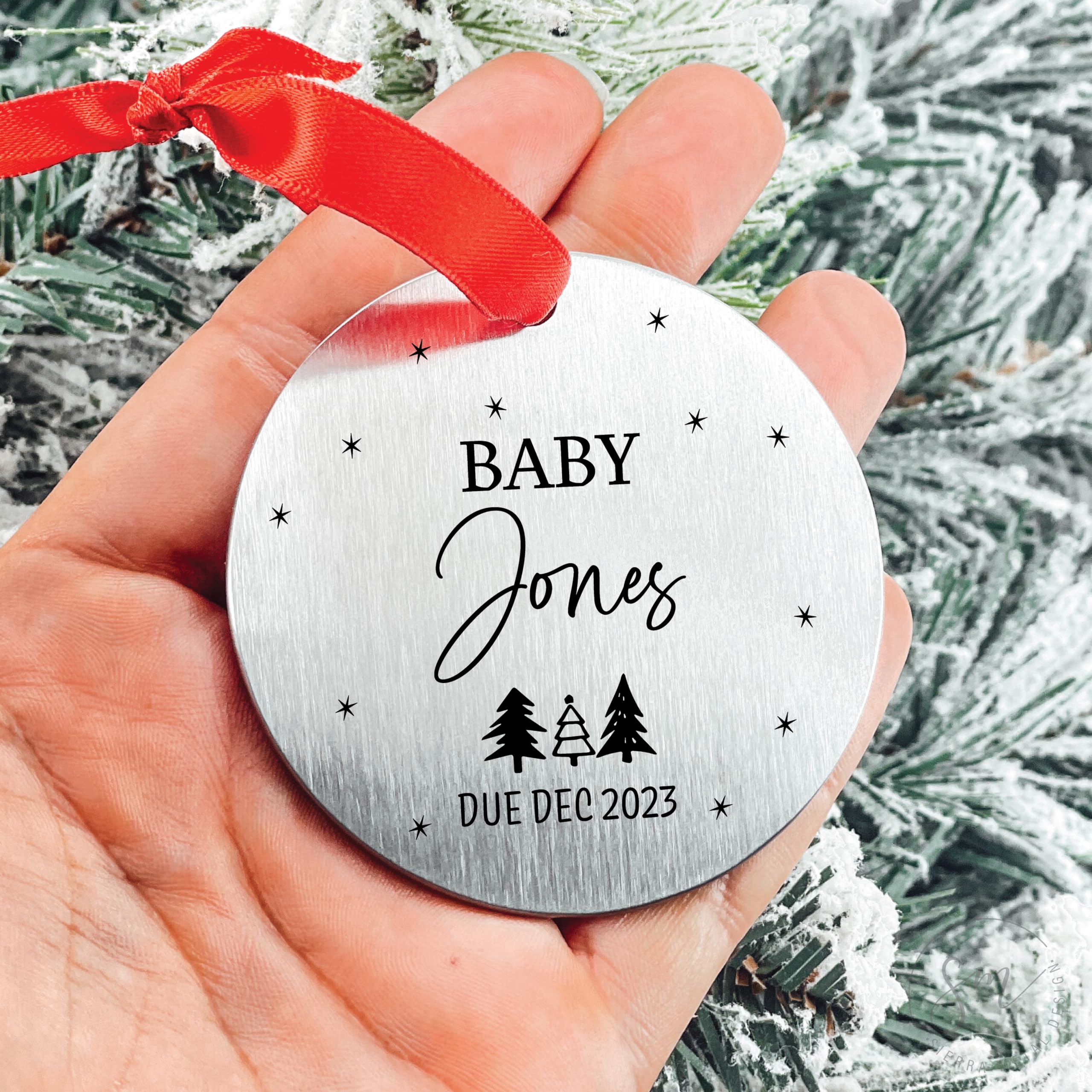 Personalized Baby Coming Soon Pregnancy Announcement Christmas Ornament - Custom New Baby Expecting Keepsake for Parents & Grandparents - Perfect for Holiday Decor, Baby Shower Gifts & First Christmas Celebration