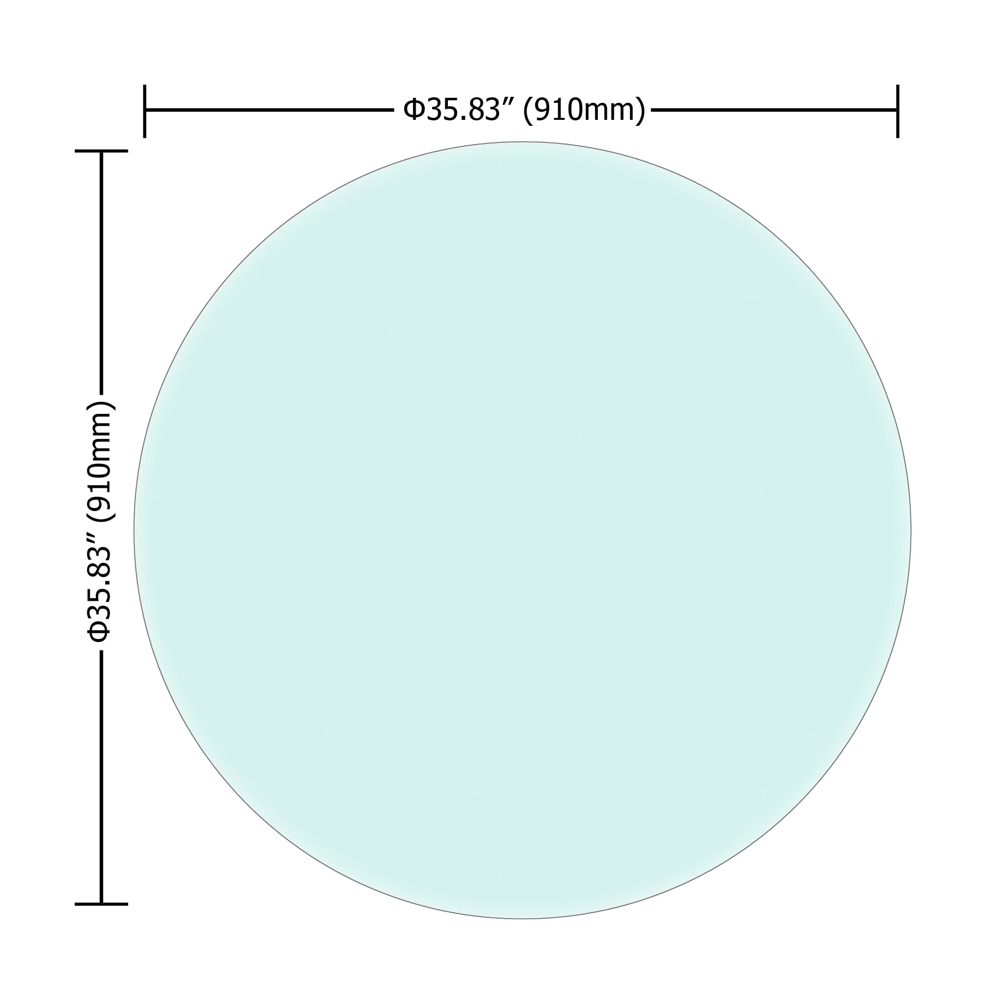 36 Inch Round Tempered Glass Table Top - 1/2