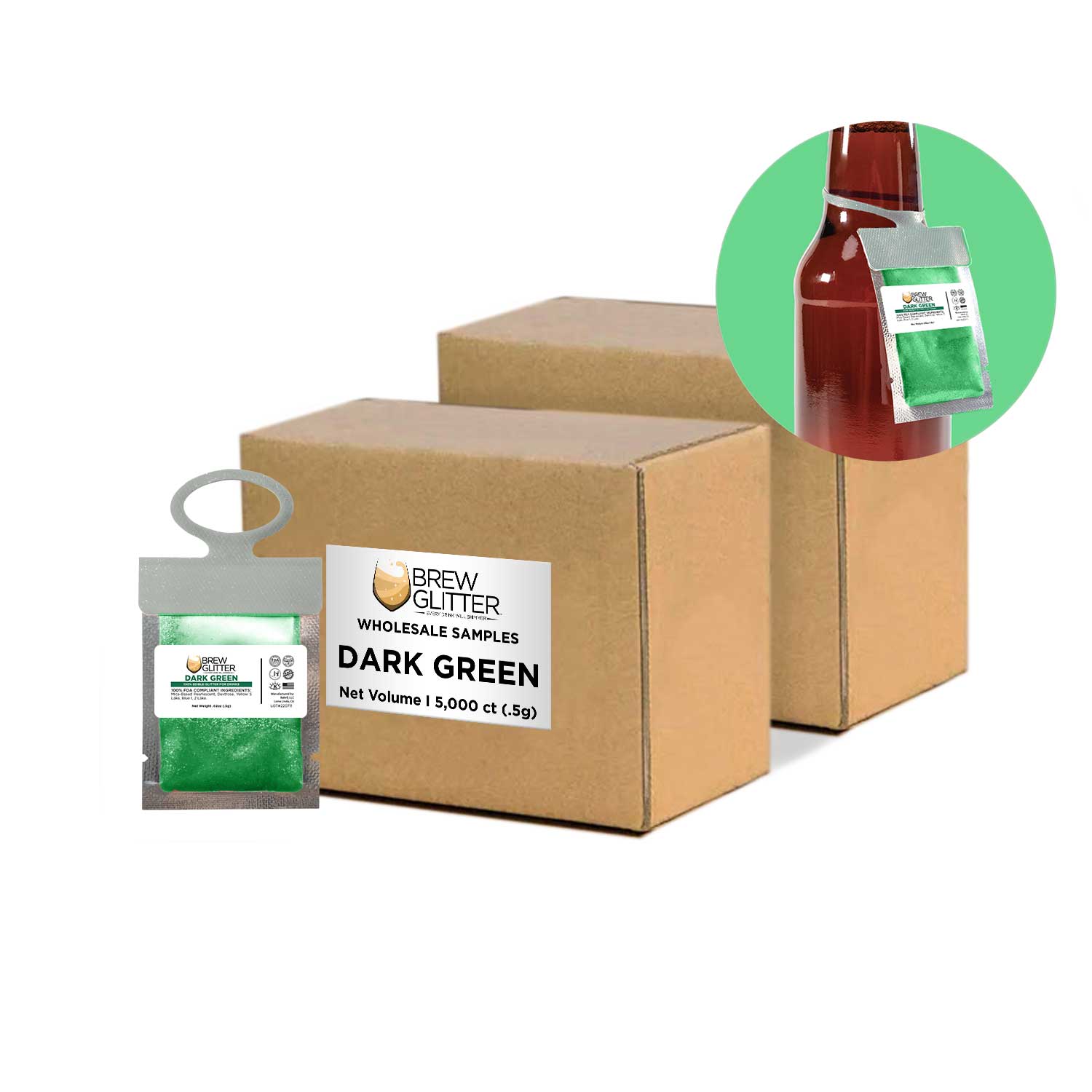 Premium Dark Green Brew Glitter® Necker Scarf - Bulk Wholesale for Coffee Shops, Bars & Breweries - Perfect for Staff Uniforms & Branding Accessories
