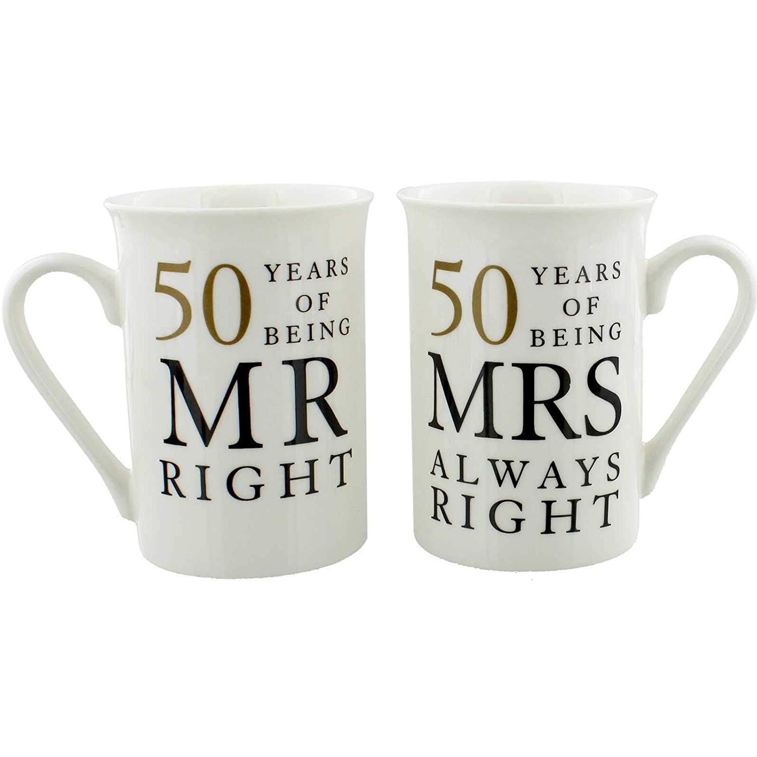 50th Anniversary Mr & Mrs Coffee Mug Set - Elegant Gift Box for Couples - Perfect for Anniversaries, Weddings & Romantic Occasions