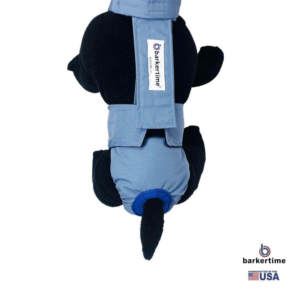 Baby Blue Dog Diaper Overall Size S with Tail Hole | Made in USA | Washable Pet Diaper for Small Dogs | Perfect for House Training, Travel & Post-Surgery Care