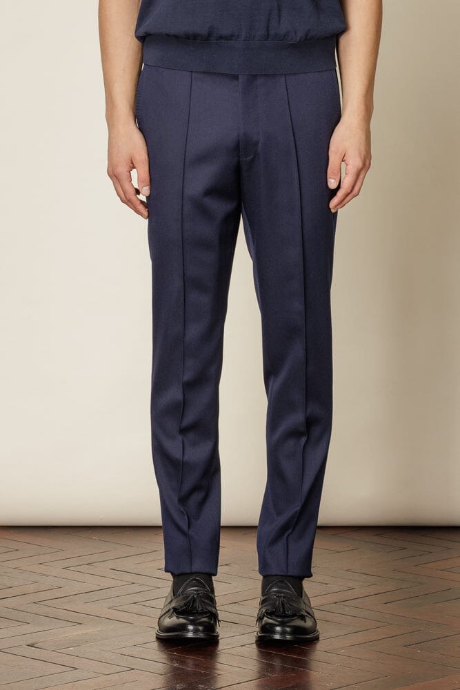 Varenna Wool Gabardine Trousers for Women - Navy Blue Dress Pants for Office, Business & Formal Occasions