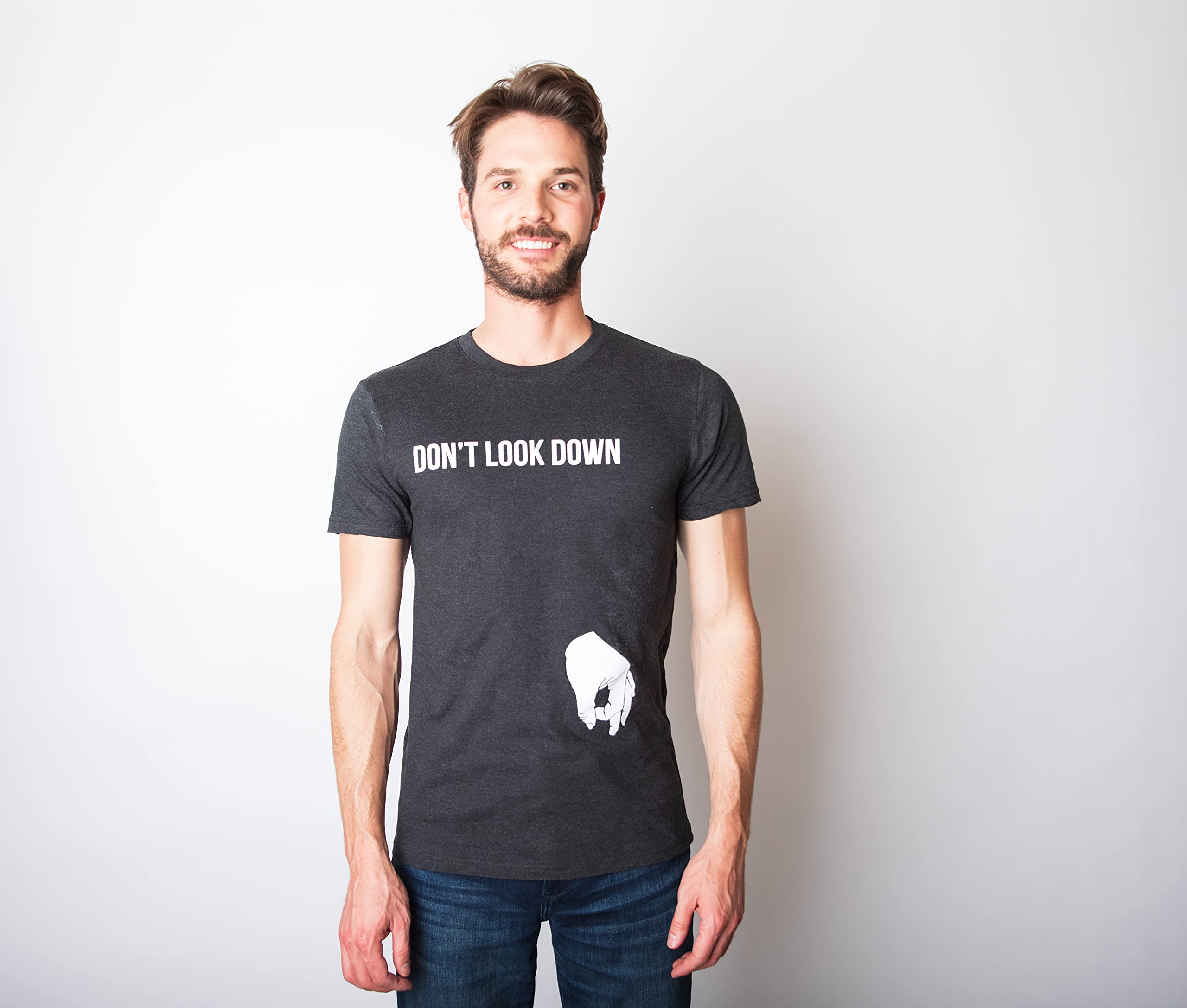 Funny Men's Don't Look Down T-Shirt - Crazy Dog Novelty Tee with Circle Game Design | Perfect for Casual Wear, Parties & Gifts