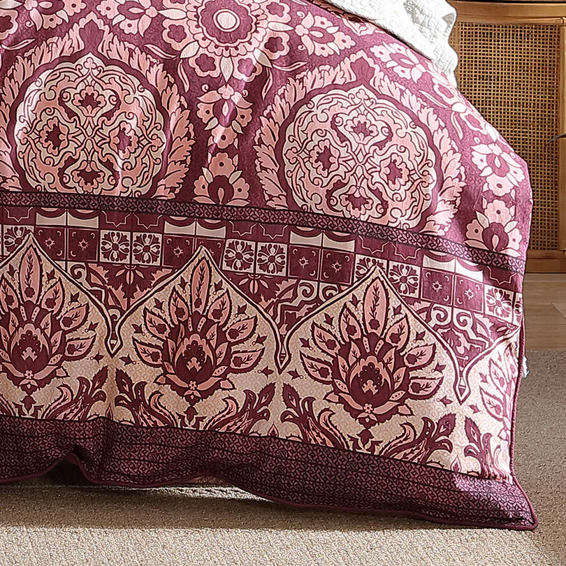 Arwen Fig Quilt Cover Set Queen Size - 100% Cotton Luxury Bedding Set with Pillow Shams, Soft & Breathable for All Seasons - Perfect for Master Bedroom, Guest Room or Vacation Home Decor