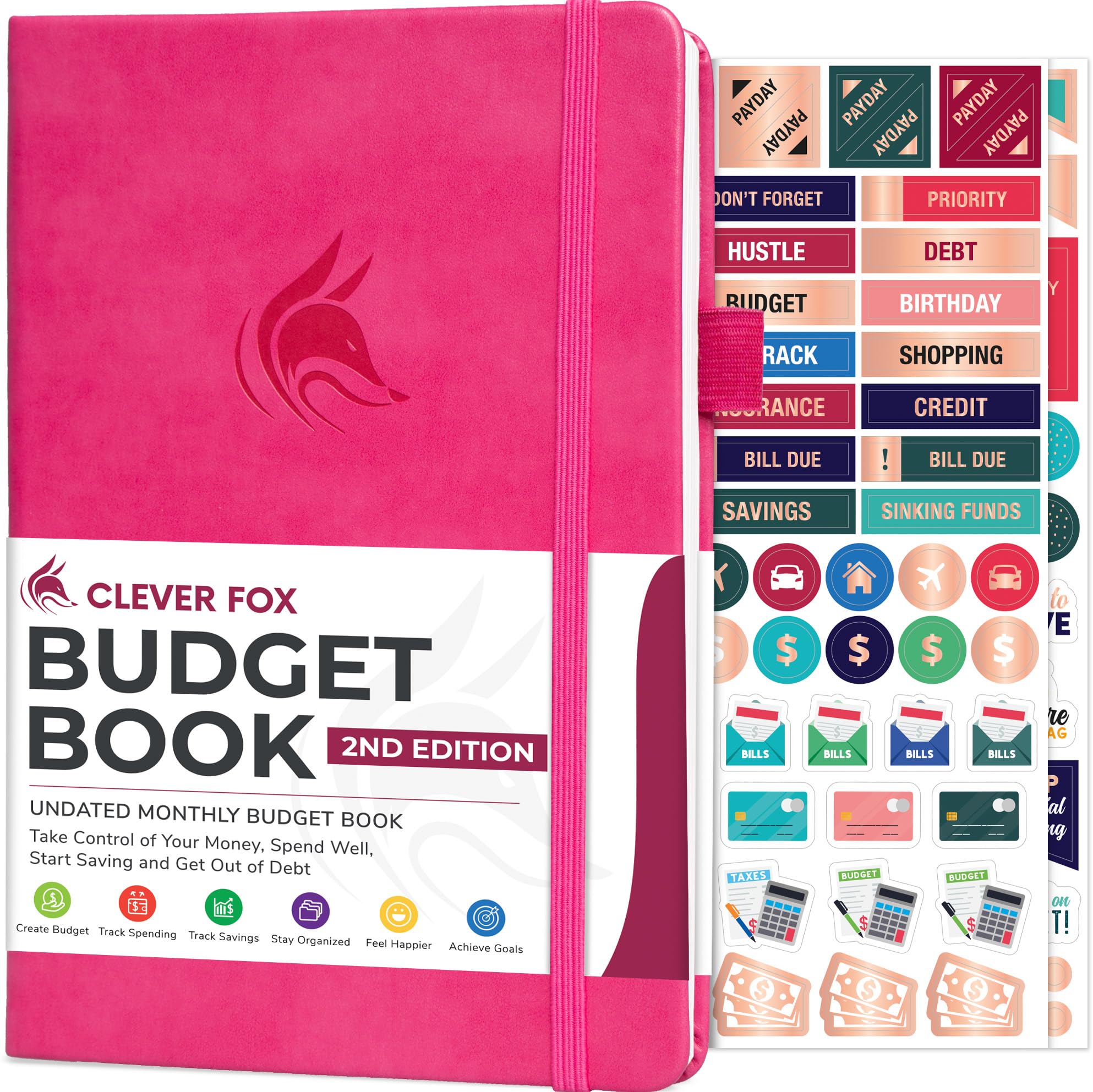 Clever Fox Budget Planner 2.0 - Finance Notebook for Beginners with Expense Tracker (Hot Pink) - Perfect for Personal Money Management