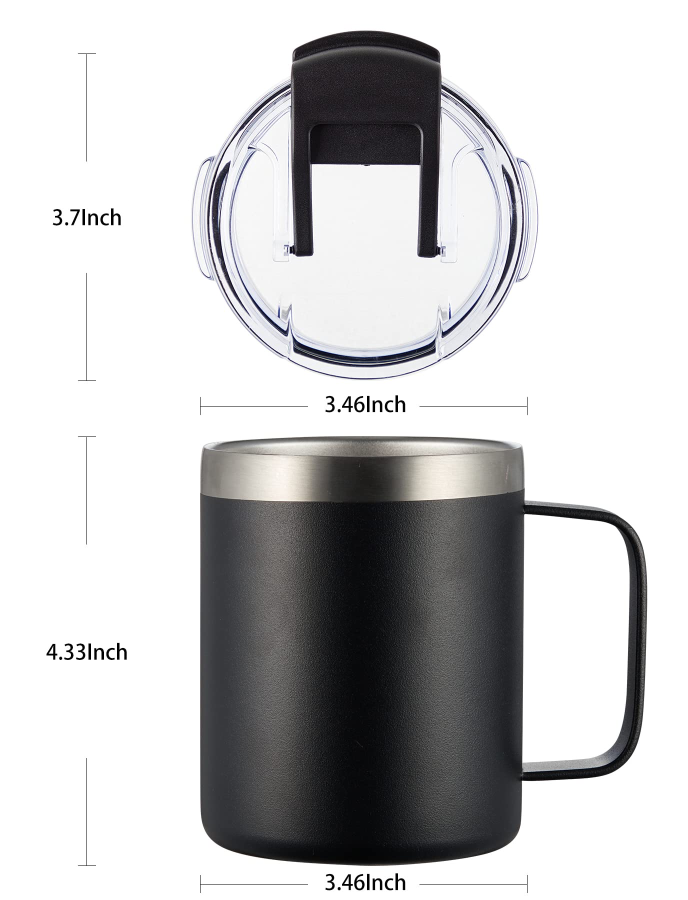 ALOUFEA 12oz Stainless Steel Vacuum Insulated Coffee Mug with Handle & Flip Lid - Double Wall Travel Tumbler for Hot/Cold Drinks - Perfect for Office, Commuting, Camping & Outdoor Activities (Red)