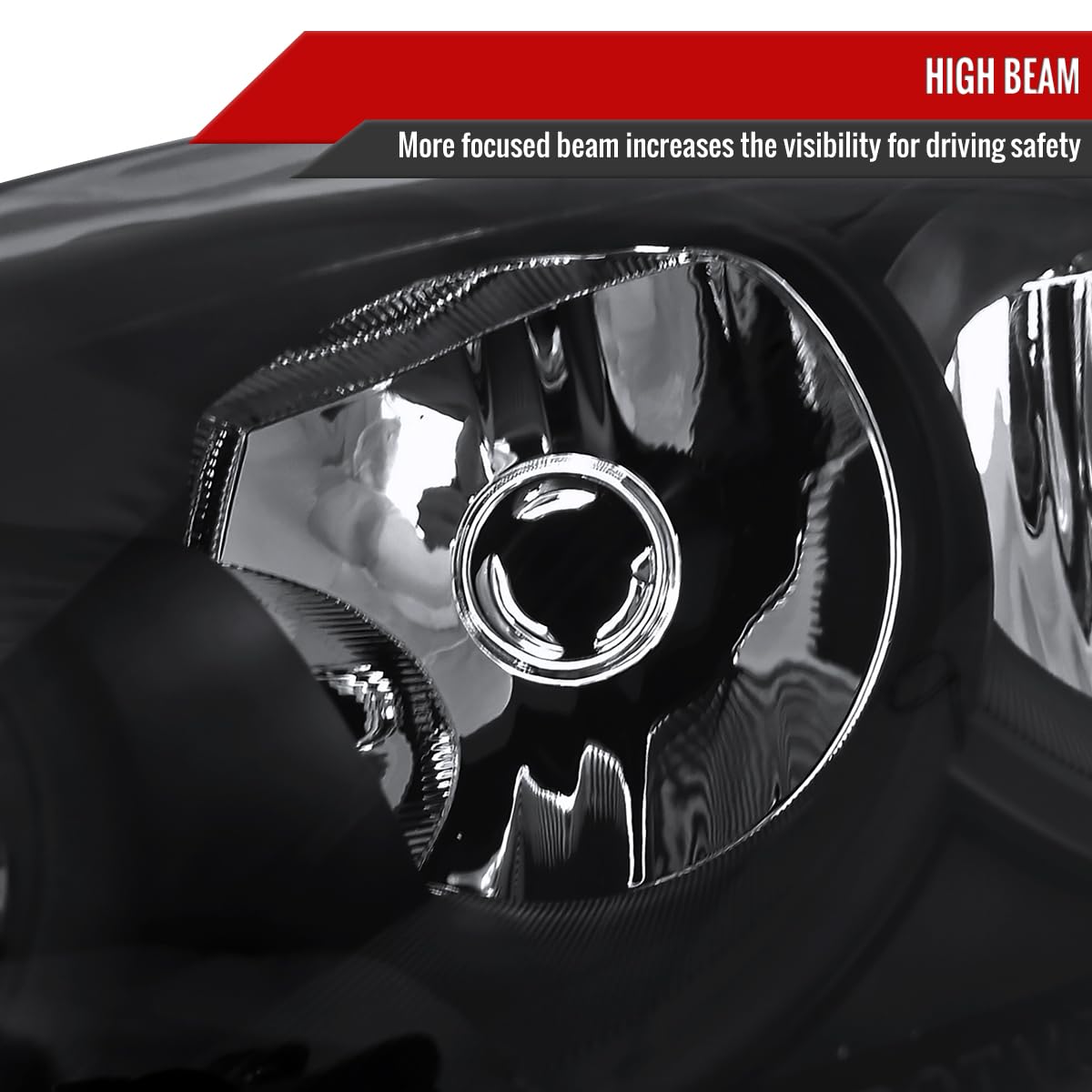 2006-2013 Car Replacement Black Headlight Assembly - Compatible with 06-07 Models | Durable LED Headlights for Night Driving & Foggy Conditions