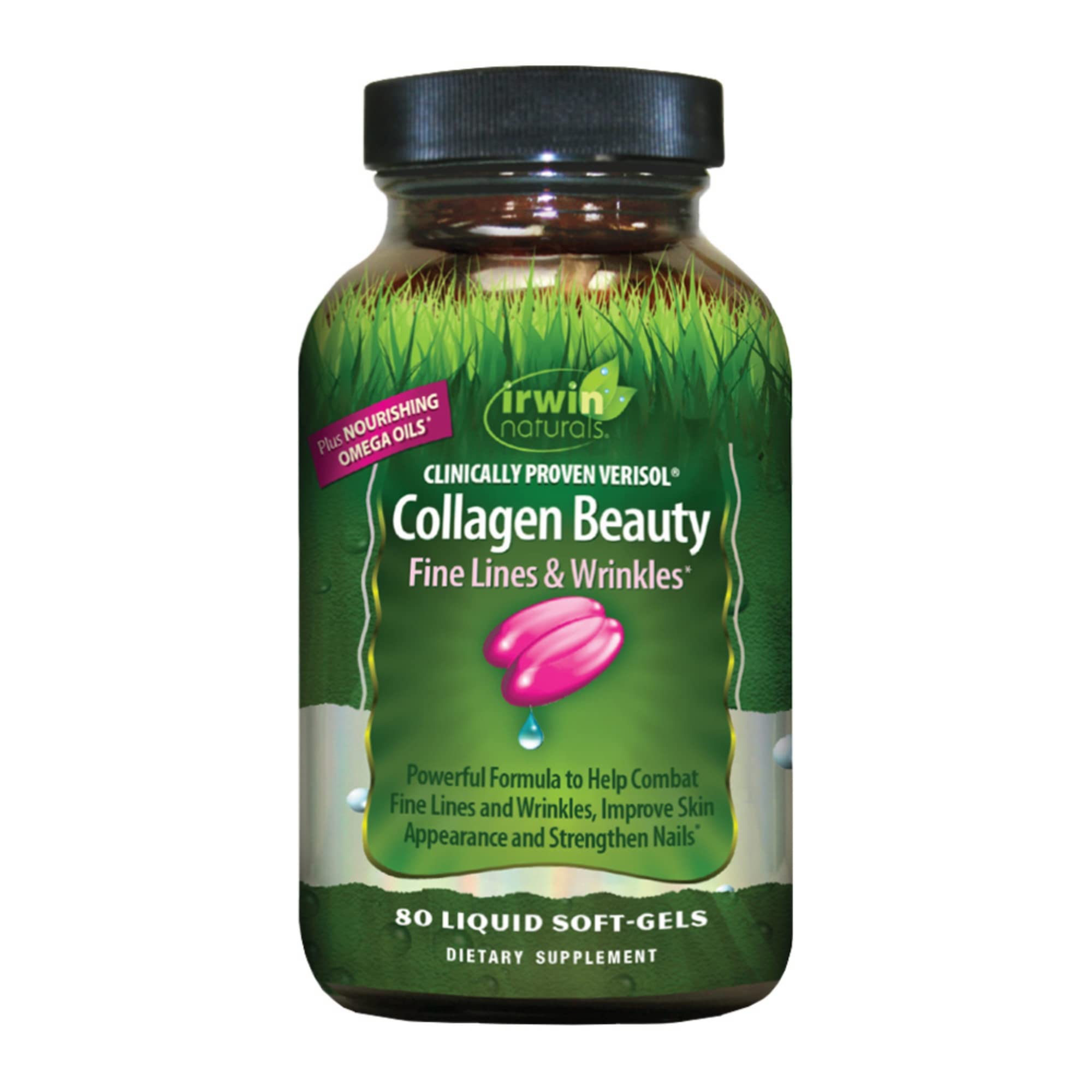 Irwin Naturals Collagen Beauty Liquid Softgels - 80 Count for Youthful Skin, Reduces Wrinkles & Strengthens Nails - 13 Servings - Perfect for Daily Anti-Aging & Beauty Routine