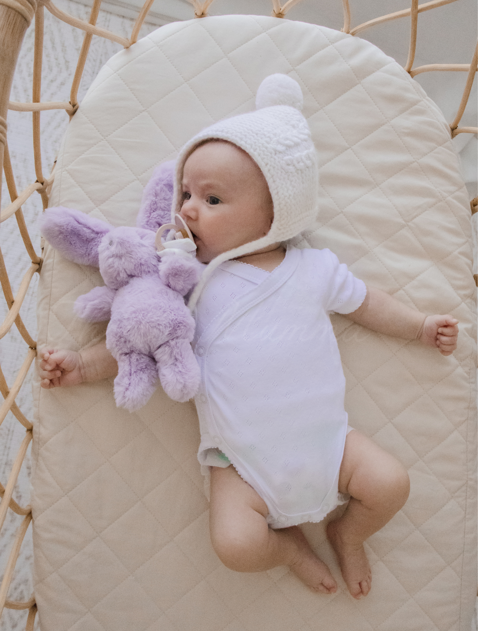 Soft Bunny Plush Toy & Pacifier Holder - Cute Stuffed Animal for Babies & Toddlers - Perfect for Nursery Decor, Baby Shower Gifts, and Soothing Teething Infants