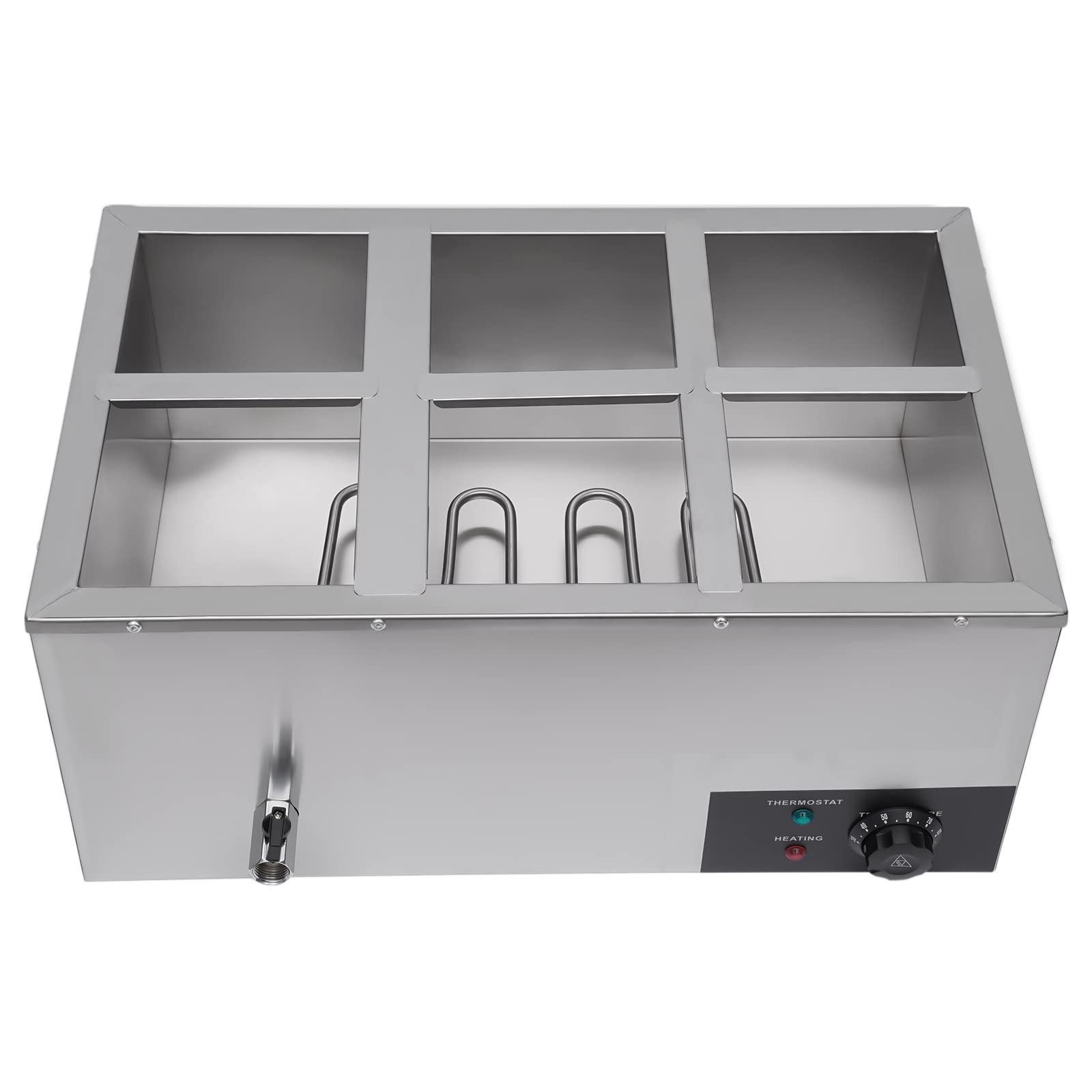 110V 6-Pan Commercial Food Warmer - 600W Electric Buffet Server with Temperature Control, Stainless Steel Countertop Soup & Food Heater for Canteen, Buffet, and Catering Events - Perfect for Restaurants, Cafeterias, and Banquet Serving