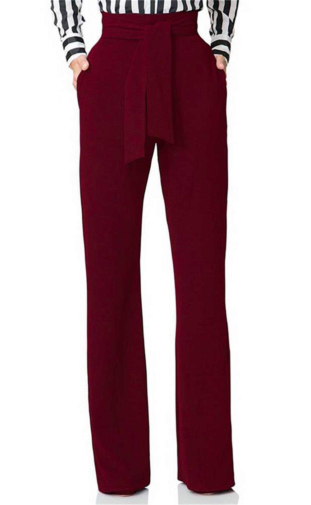 LKOUS Women's Stretchy High Waisted Wide Leg Dress Pants - Professional Business Office Work Pants for Women - Perfect for Formal Meetings, Corporate Events & Office Wear