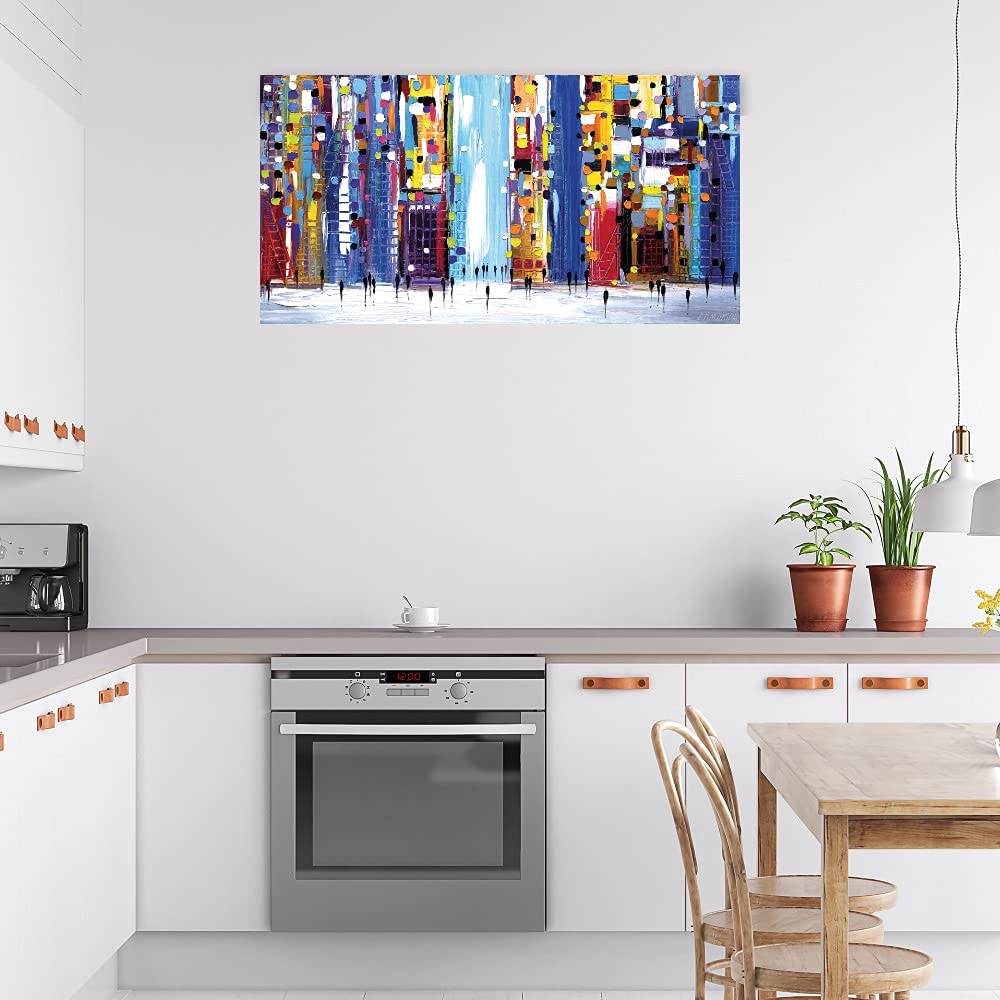 Vivid Night Canvas Wall Art by Ekaterina Ermilkina - Modern Abstract Painting for Living Room, Bedroom, Office & More - Ready to Hang 40x21 Inches - Perfect for Home Decor, Gifts & Interior Design