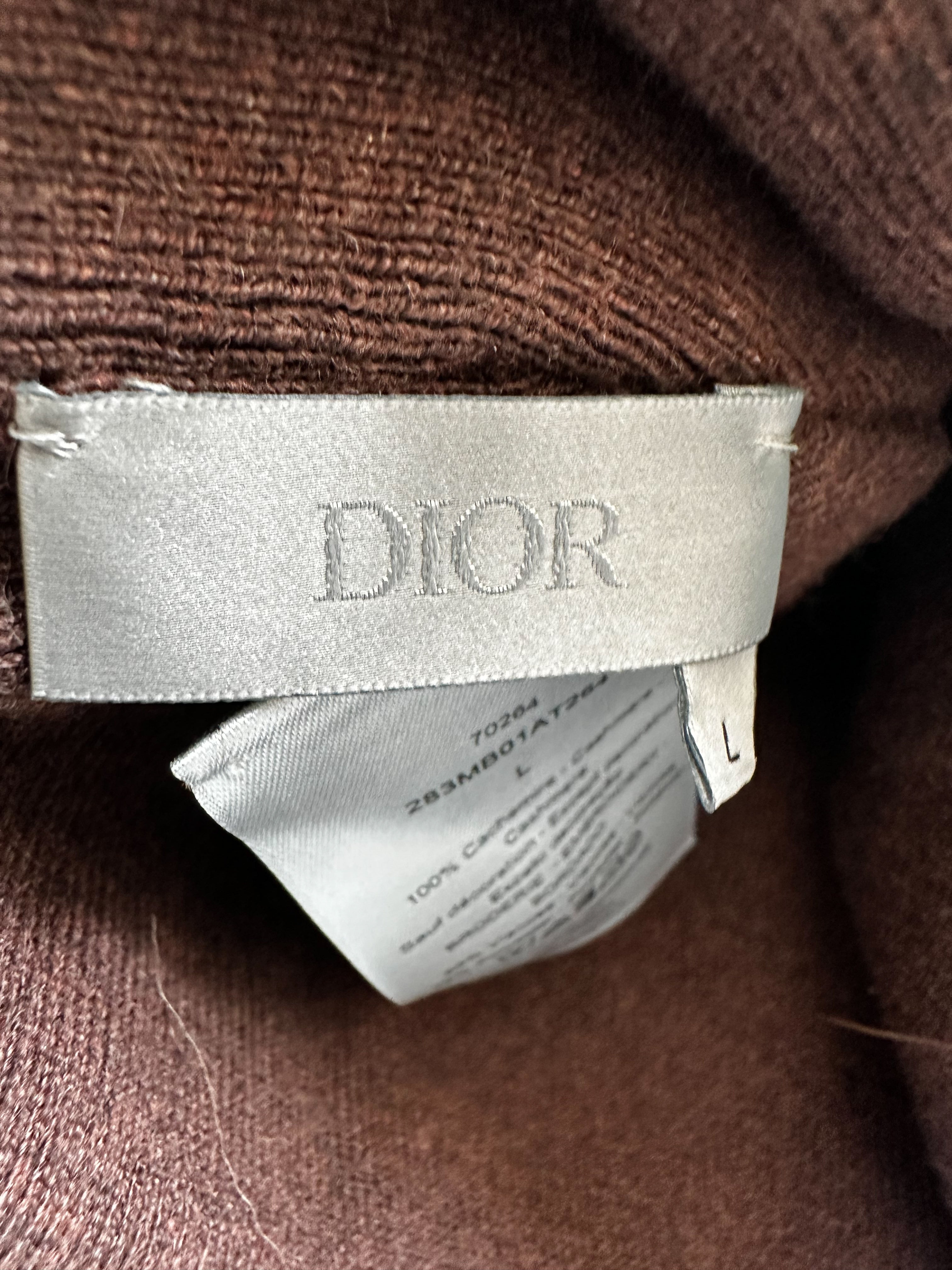 Dior Cactus Jack Brown & White Embroidered Logo Cashmere Beanie - Luxury Winter Hat for Men & Women - Perfect for Cold Weather & Streetwear Fashion