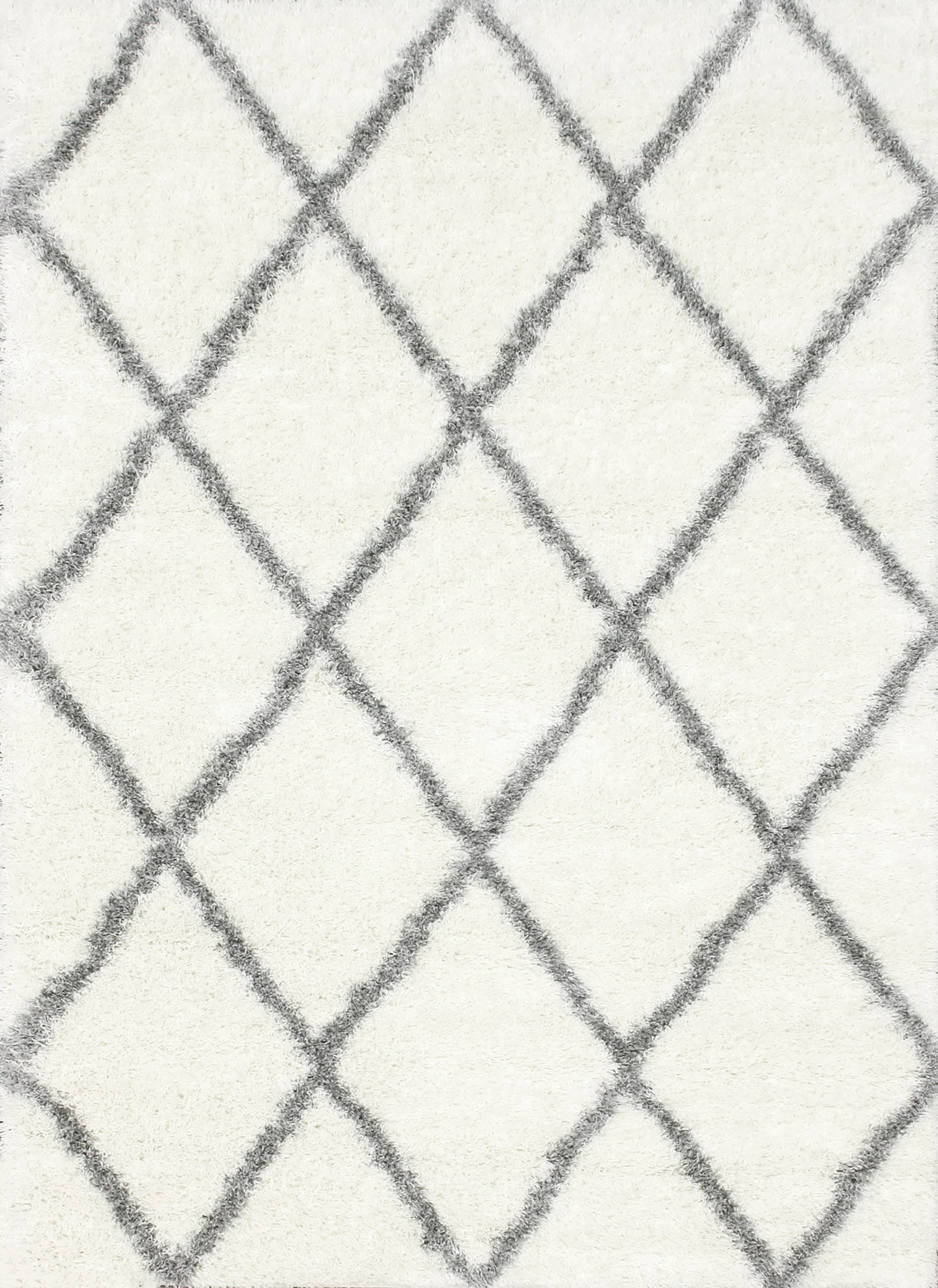 Luxury Diamond Shag Rug - Soft Plush Grey Area Carpet for Living Room & Bedroom - Cozy Home Decor for Modern Interior Design