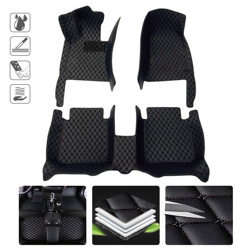 Maite Custom Car Floor Mats - Universal Fit for 95% Vehicle Models | Full Coverage Front & Rear Row All-Weather Floor Liners | Durable Black Car Mats for SUVs, Sedans & Trucks | Perfect for Daily Commute, Road Trips & Winter Protection