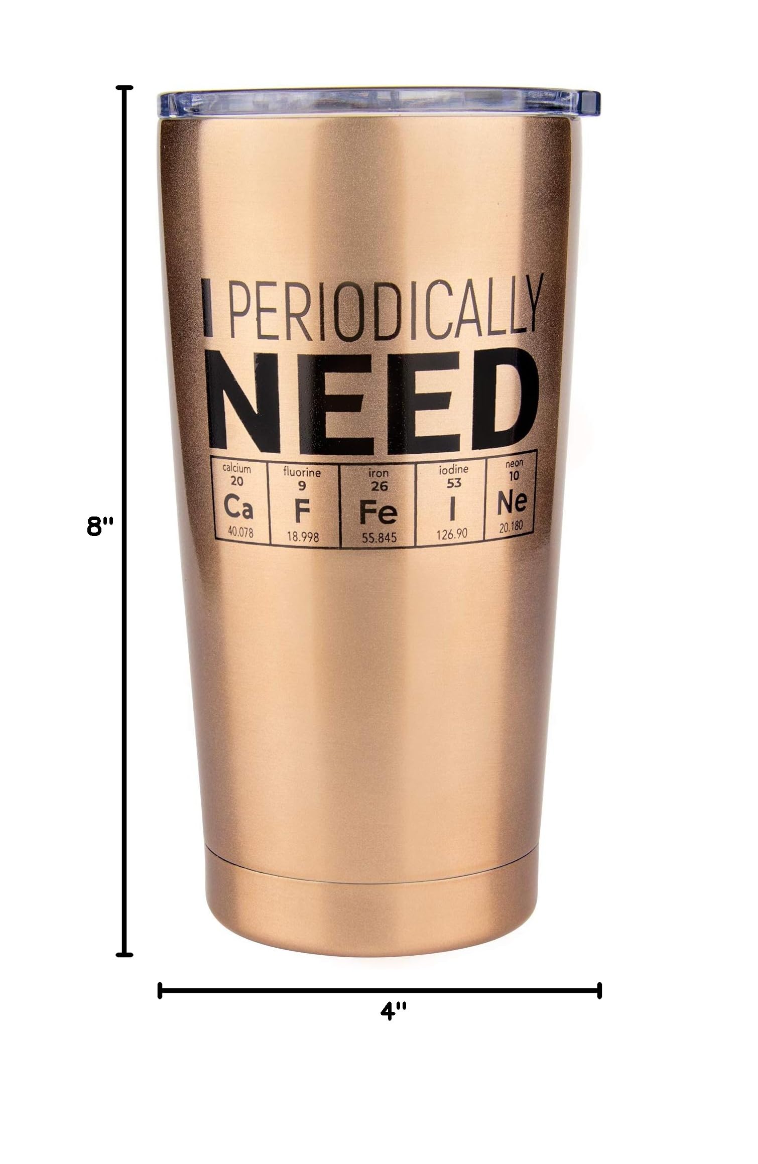 KLUBI Science Gifts for Adults - 20oz I Periodically Need Caffeine Tumbler | Funny Coffee Mug for Science Teachers, Biology & Chemistry Lovers | Perfect for Lab, Office & Classroom Use