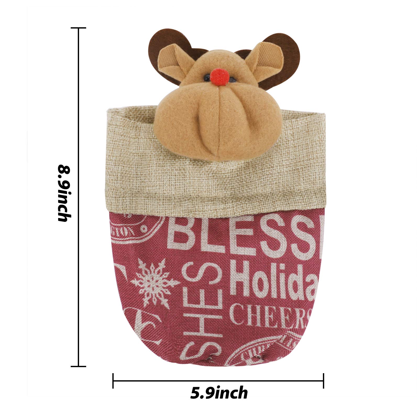 2PCS Christmas Candy Bags - Drawstring Gift Treat Bags with Santa, Snowman & Reindeer Designs for Xmas Party Favors, Candy Apples & Holiday Treats | Perfect for Christmas Celebrations, School Parties & Gift Exchanges