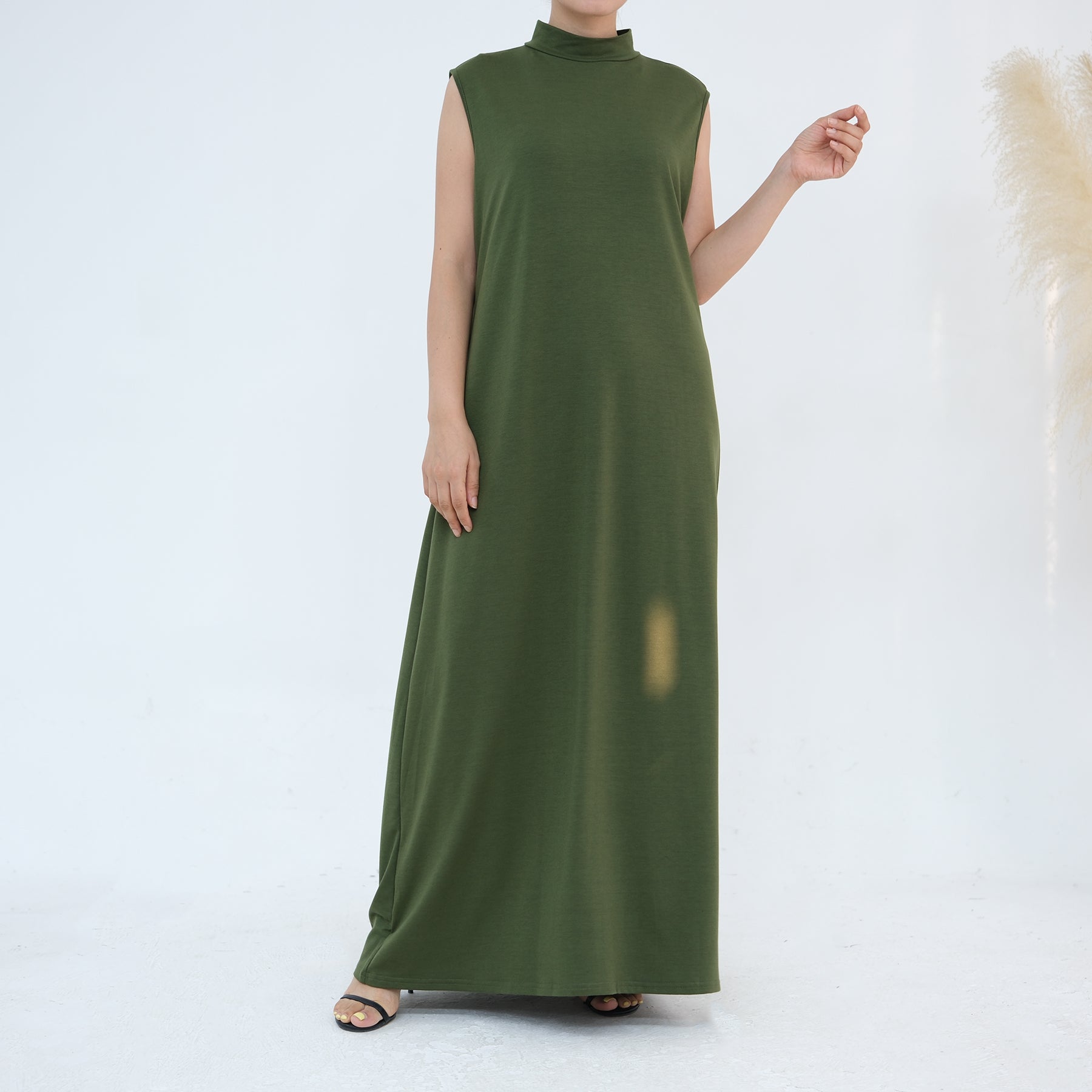 Jojo 3-Piece Modal Abaya Set - Soft Olive Green Muslim Prayer Dress for Women | Comfortable & Breathable Islamic Clothing for Prayer, Mosque & Special Occasions