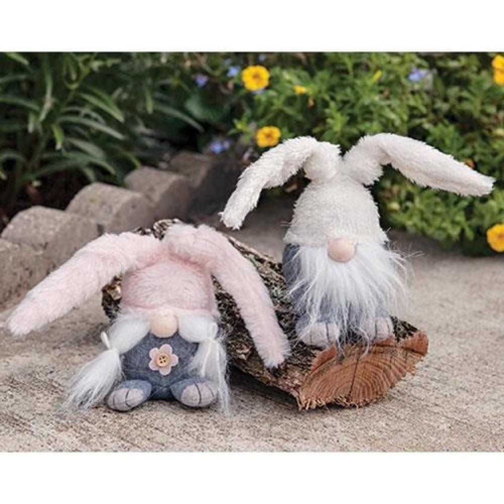 Mr. & Mrs. Mini Fuzzy Bunny Gnome Set of 2 - Cute Garden Decor for Easter, Spring Home Decor, Outdoor Yard Ornaments - Perfect for Front Porch, Flower Beds & Gift Giving