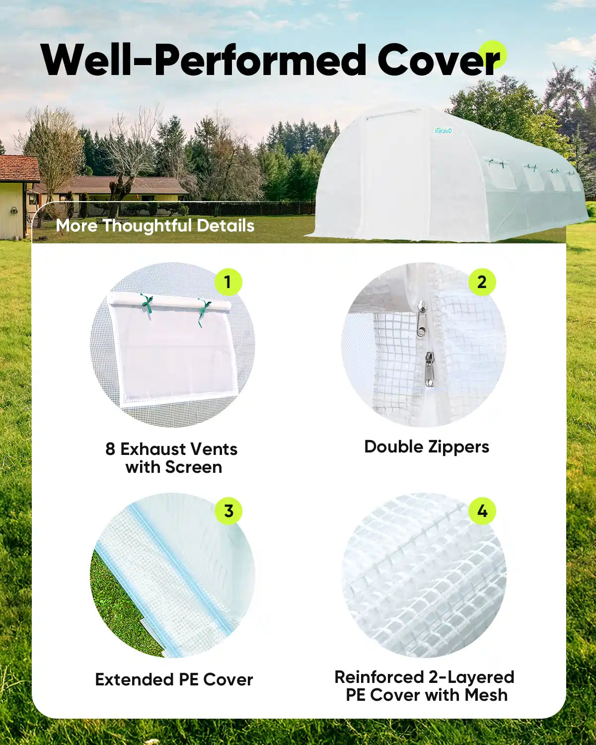 20' x 10' x 7' Heavy Duty Large Greenhouse Kit for Outdoor Gardening - Perfect for Growing Vegetables, Flowers & Plants All Year Round