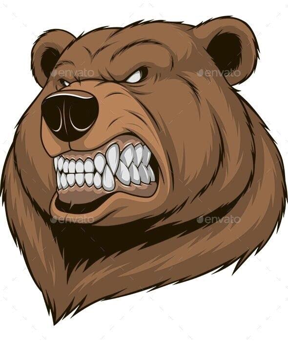2” Mean Bear Angry Grizzly Brown Teeth Growl Fur Hunter Vinyl Sticker Decal - Waterproof Durable for Car Bumper, Truck Window, Laptop, Cooler, Helmet - Perfect for Outdoor Enthusiasts & Hunting Gear Decoration