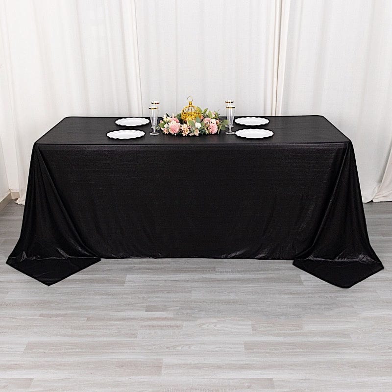 90x132 Inch Sequin Dot Polyester Rectangular Tablecloth - Elegant Dining Table Cover for Parties, Weddings & Special Events
