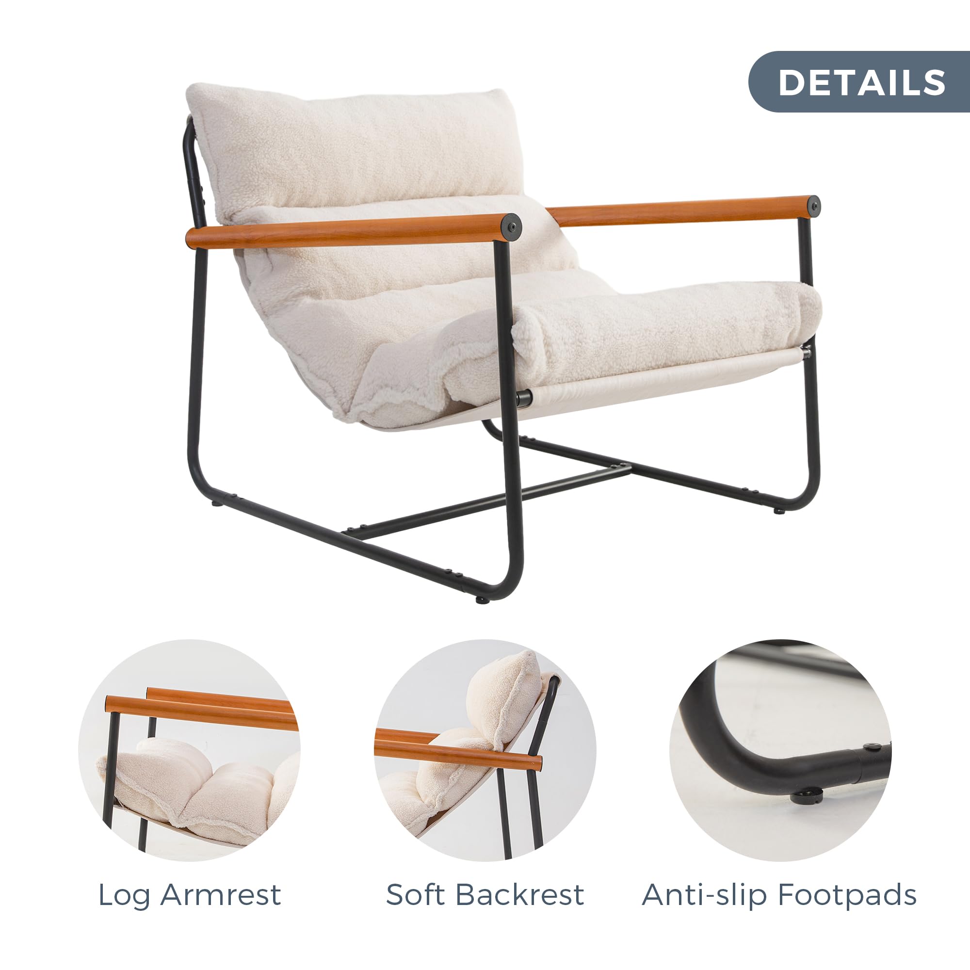MAXYOYO Sherpa Accent Chair - Plush Boucle Armchair for Living Room, Bedroom & Reading Nook - Modern Comfortable Lounge Chair in Beige | Perfect for Cozy Home Decor, Relaxation & Small Spaces