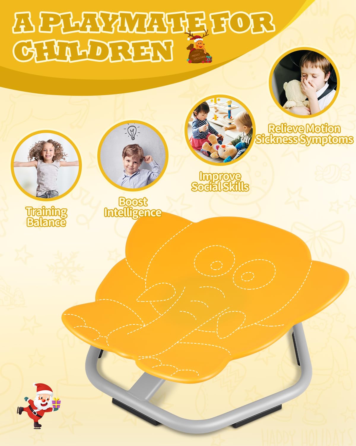 Elephant Swivel Chair for Kids - 220 lbs Capacity Sensory Spinning Chair for Autism, Balance Training & Play - Sit & Spin Fun for Home, Classroom & Therapy Rooms