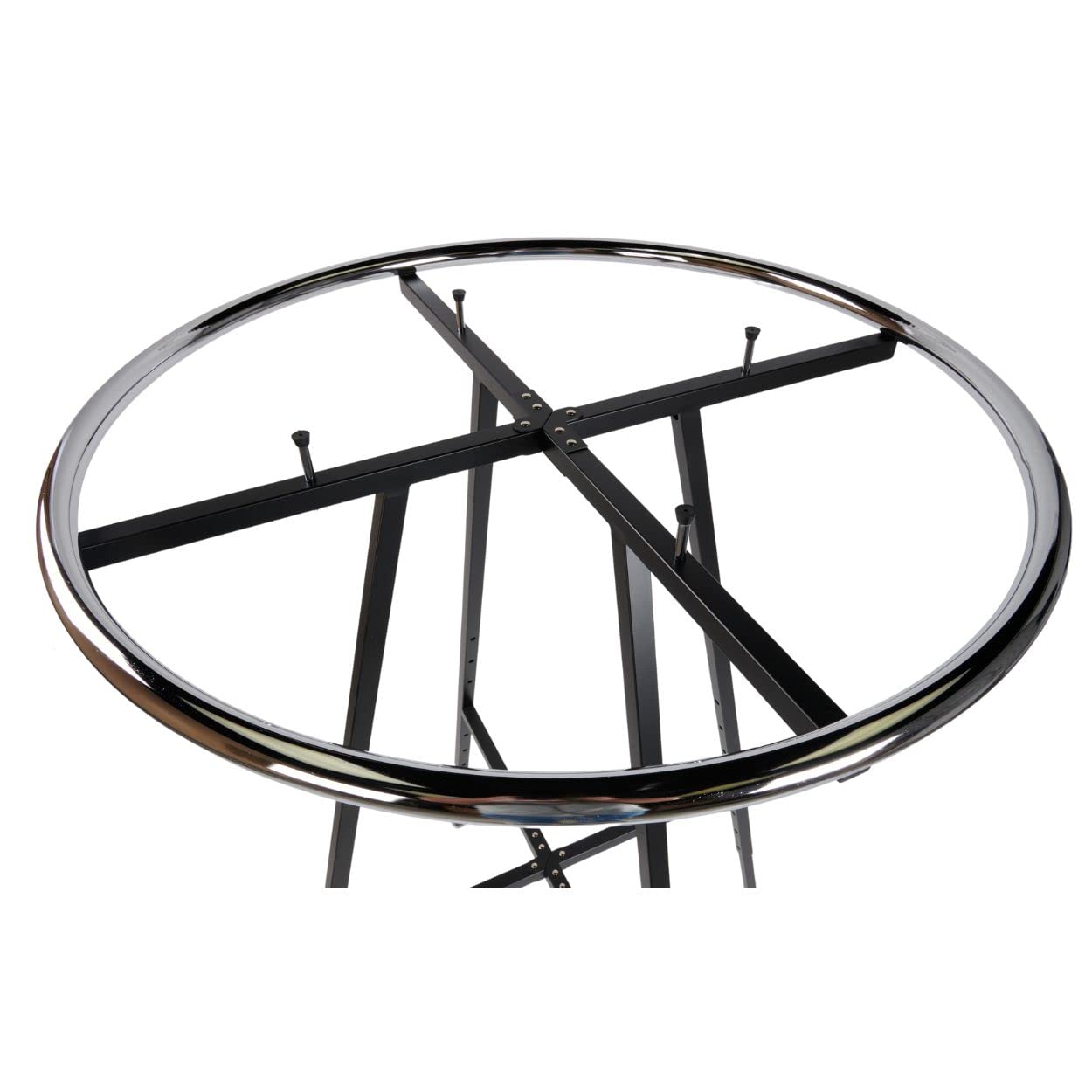 SSWBasics 36-Inch Black Round Clothes Rack - Adjustable Height 48 to 72 Inches with Push Button Legs - Heavy Duty Garment Rack for Hanging Clothes, Dresses & Coats - Perfect for Bedroom, Closet, Laundry Room or Boutique Display