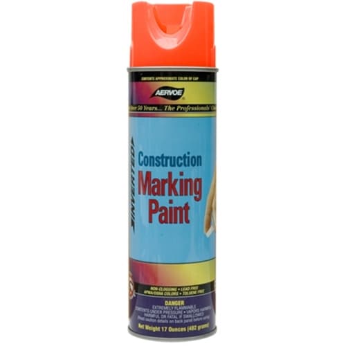 Aervoe 247 15 oz. Fluorescent Orange Construction Marking Paint - High Visibility Road & Safety Marking for Construction Sites, Parking Lots & DIY Projects