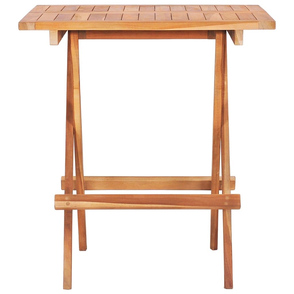 vidaXL 3-Piece Patio Bistro Set with Cushions - Folding Teak Wood Table & Chairs for Garden, Outdoor Conversation, Farmhouse Decor - Perfect for Backyard Relaxation & Entertaining