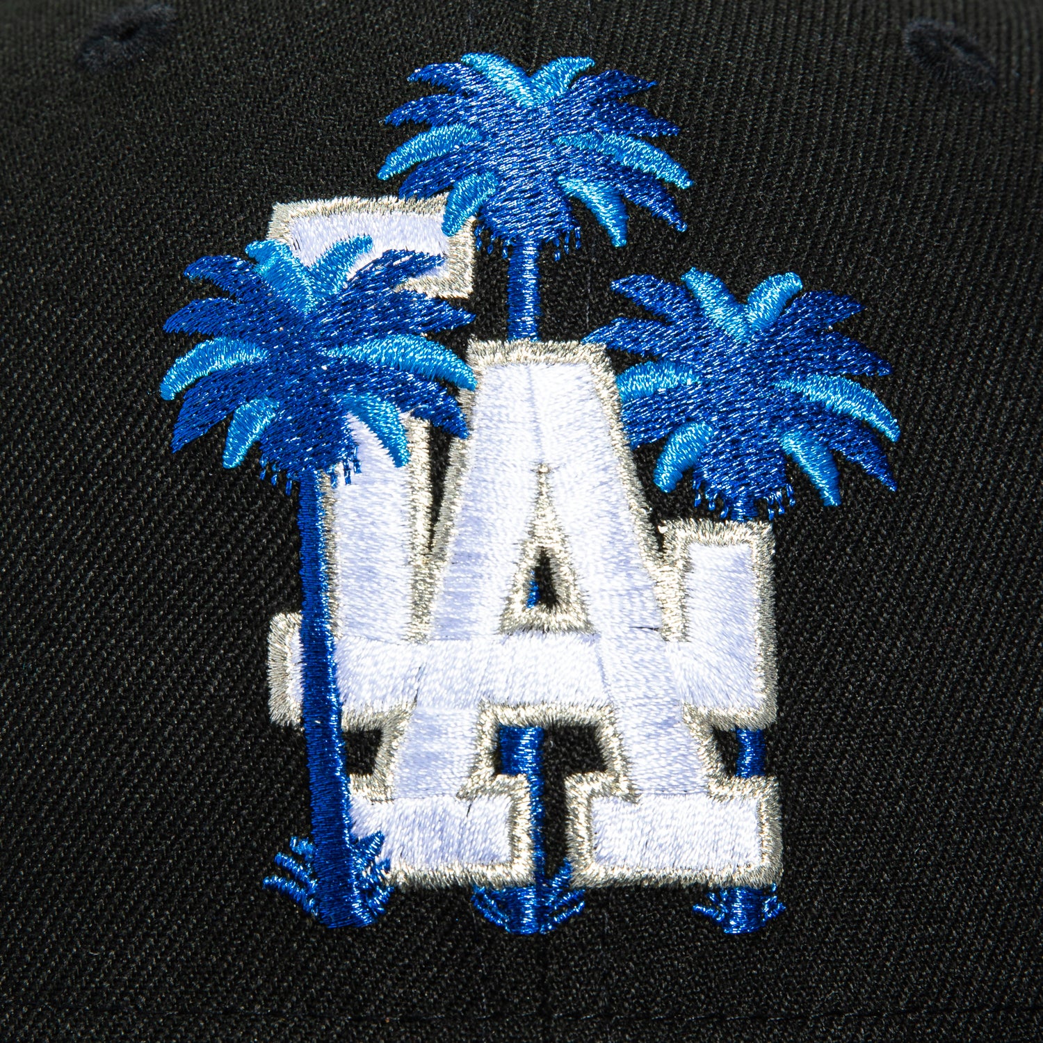 New Era 59Fifty Los Angeles Dodgers Palm Tree Snapback Hat - Black & Royal Blue Baseball Cap for Men & Women - Perfect for Games, Streetwear & Casual Outfits