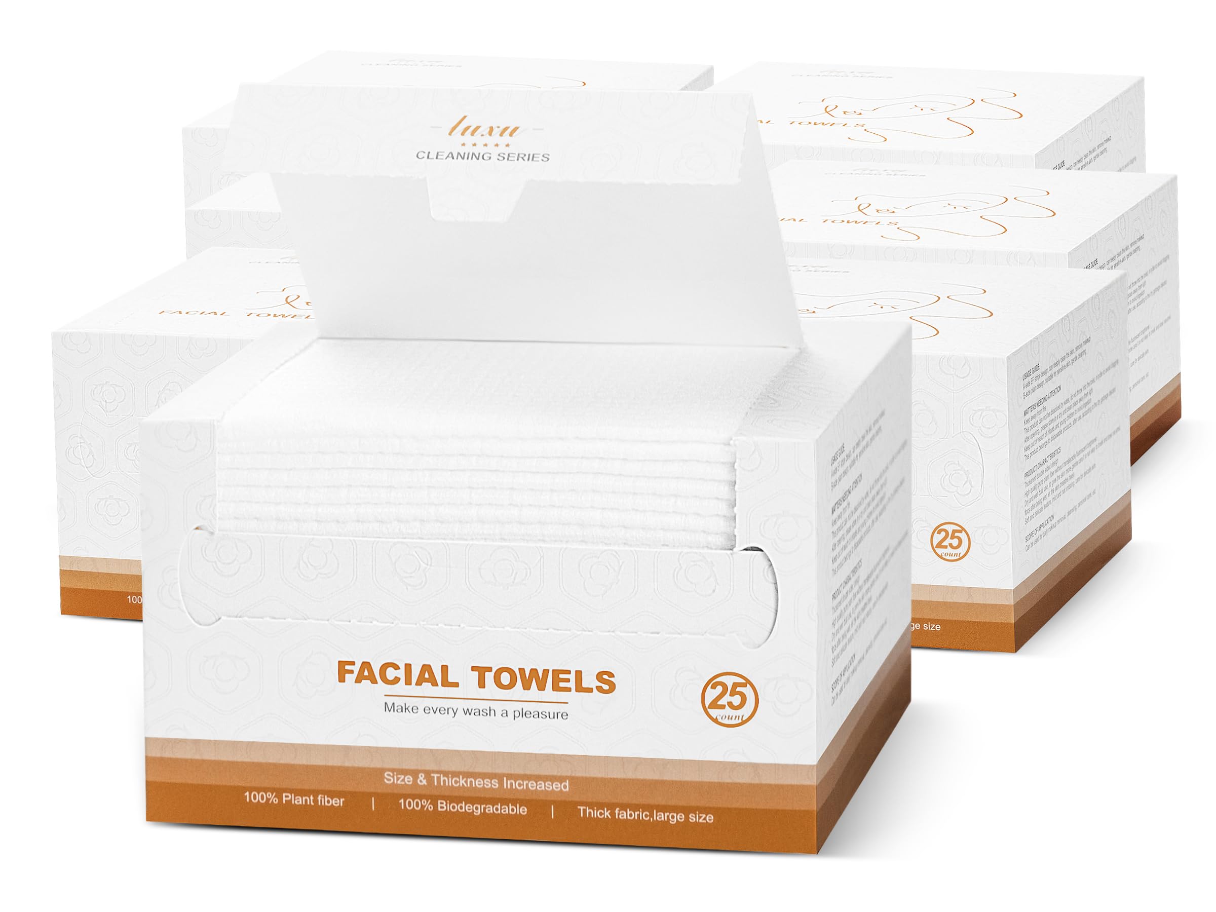 **LUXU Soft & Thick Disposable Face Towels - 175 Count, Biodegradable & Cruelty-Free Facial Washcloths for Sensitive Skin, Makeup Removal & Nursing | Gentle Cleansing Wipes for Daily Skincare & Travel**